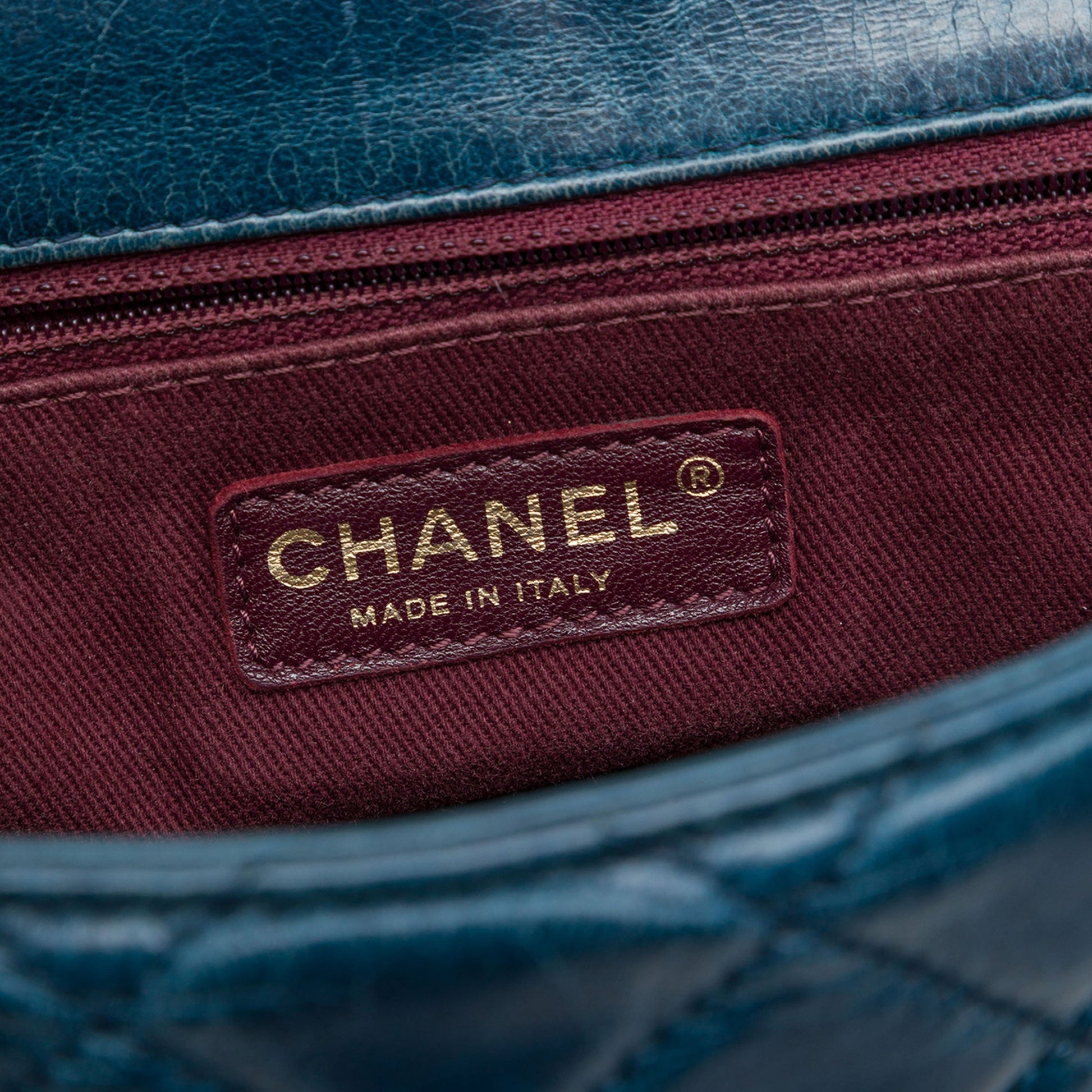 Chanel Medium Glazed Calfskin Castle Rock Top Handle Flap