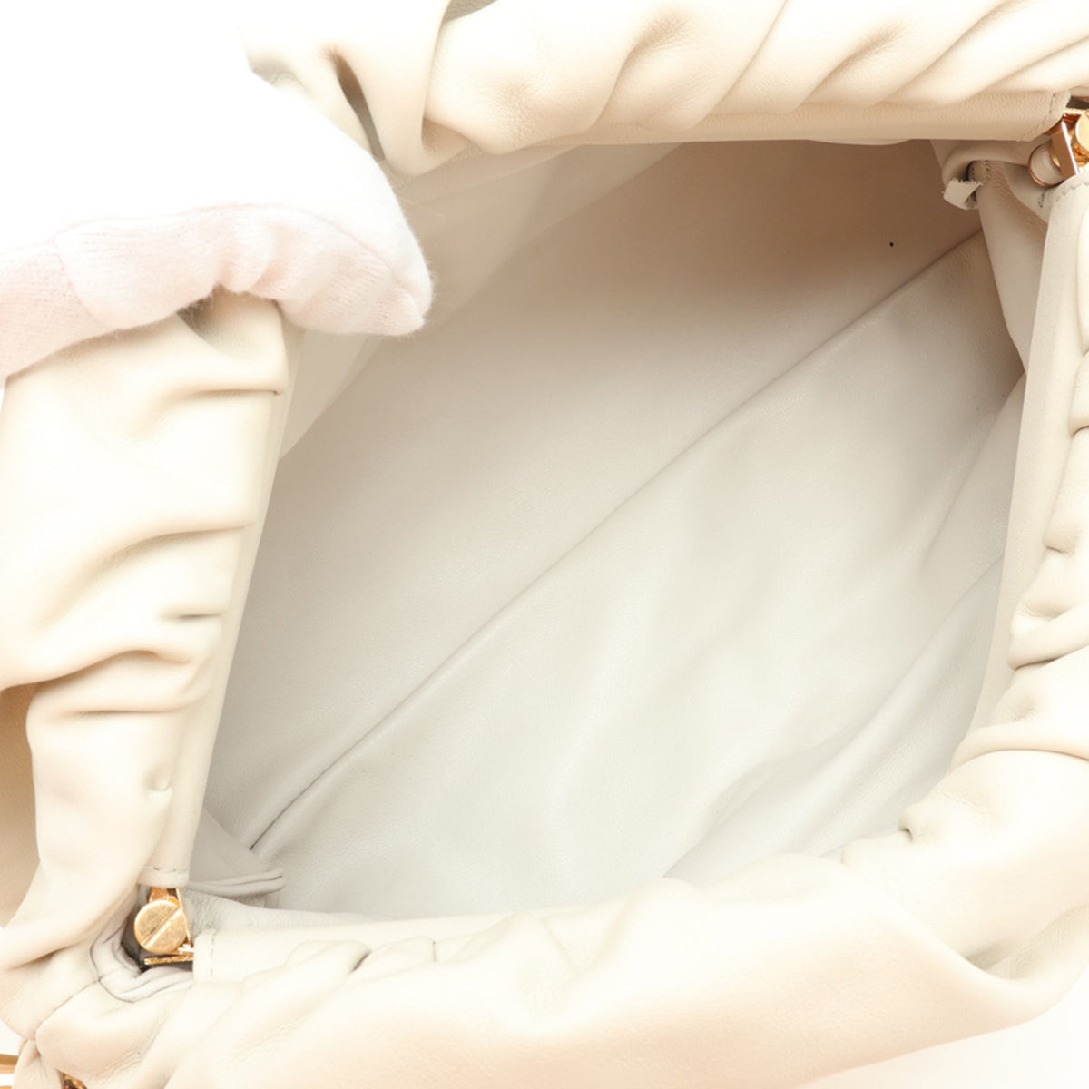Bottega Veneta Lambskin Chain Pouch — Beige