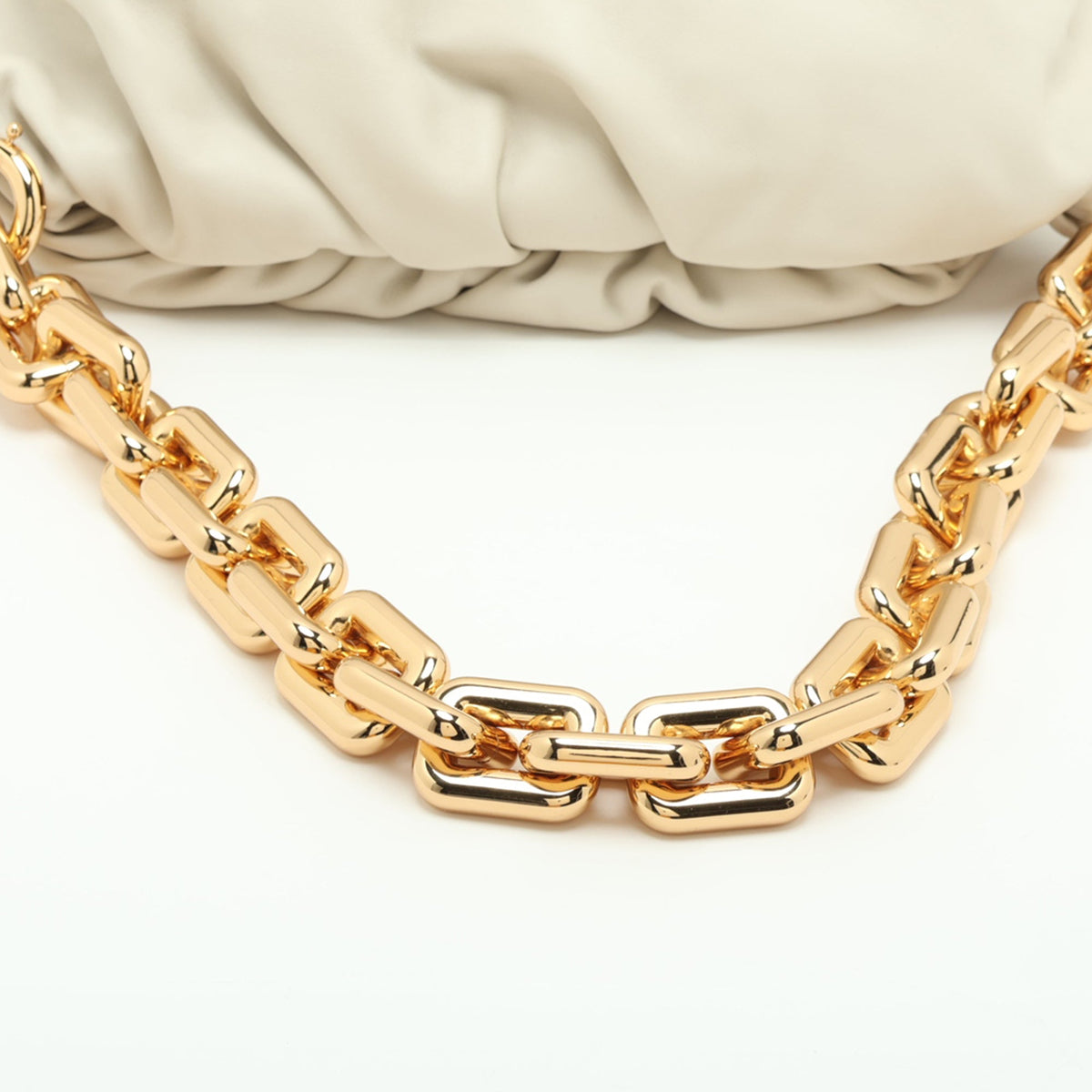 Bottega Veneta Lambskin Chain Pouch — Beige