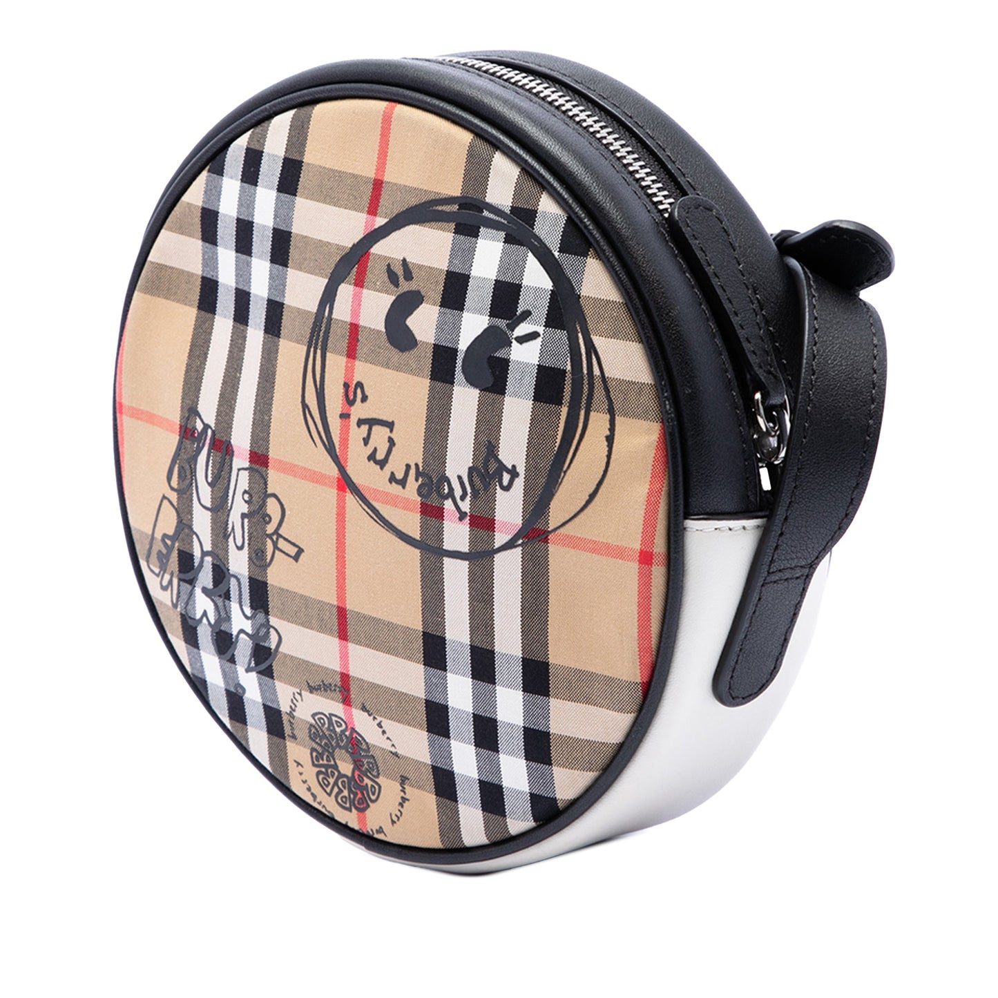 Burberry House Check Canvas and Calfskin Cartoon Print Round Crossbody