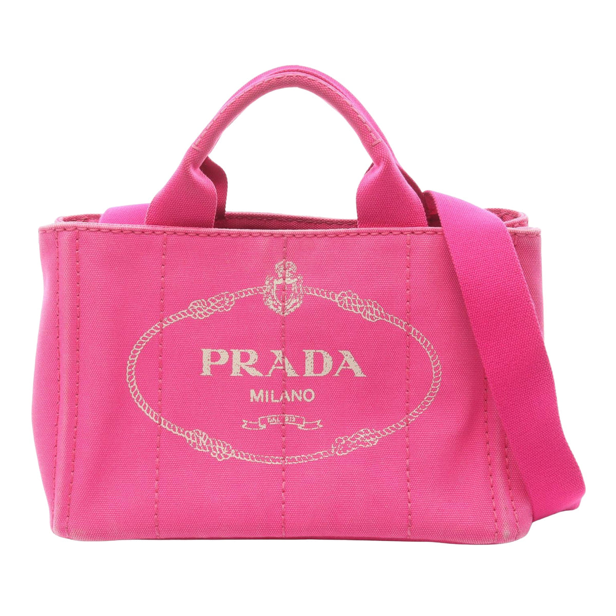 Prada Small Canvas Canapa Logo Tote — Pink