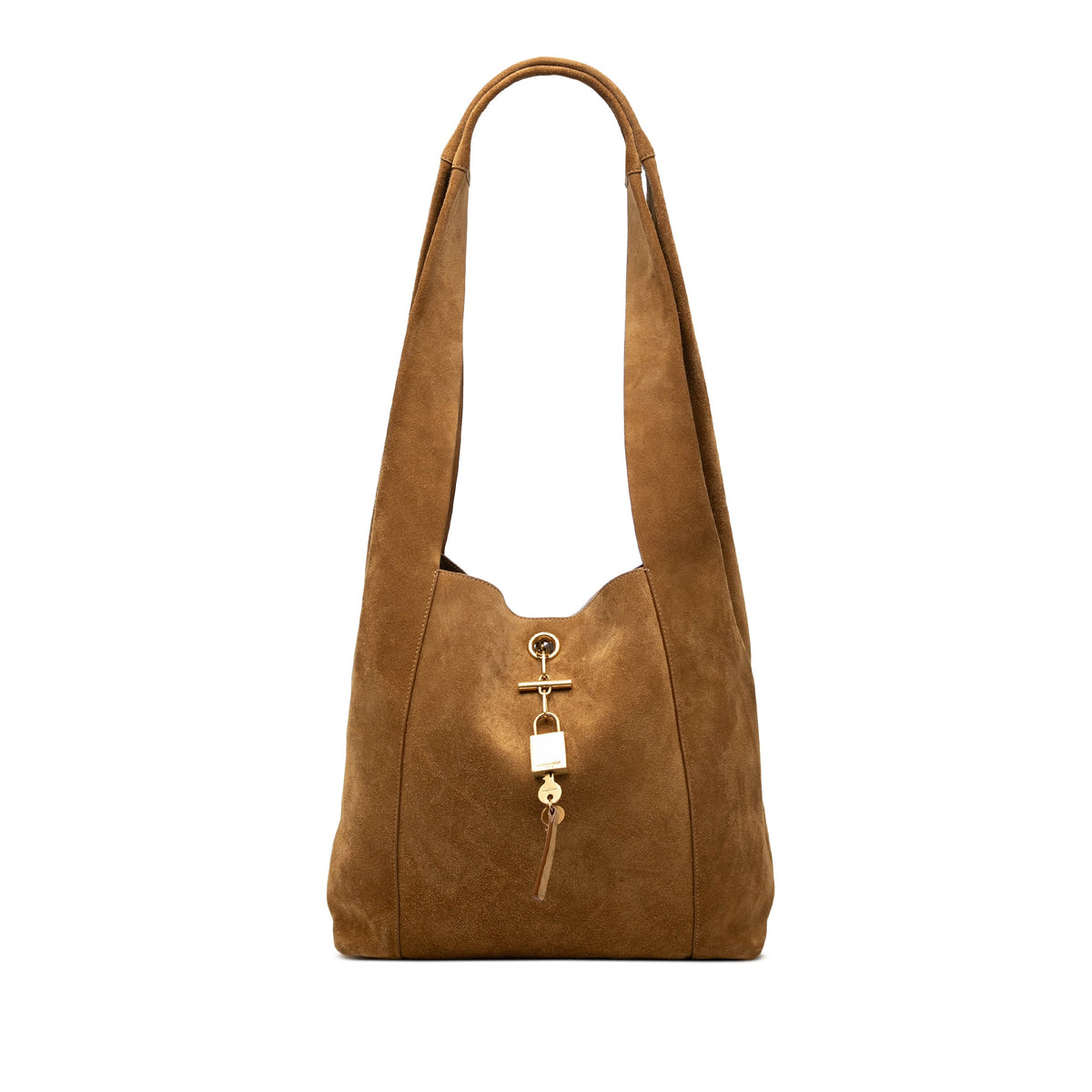 Saint Laurent Suede Tanger Hobo — Brown