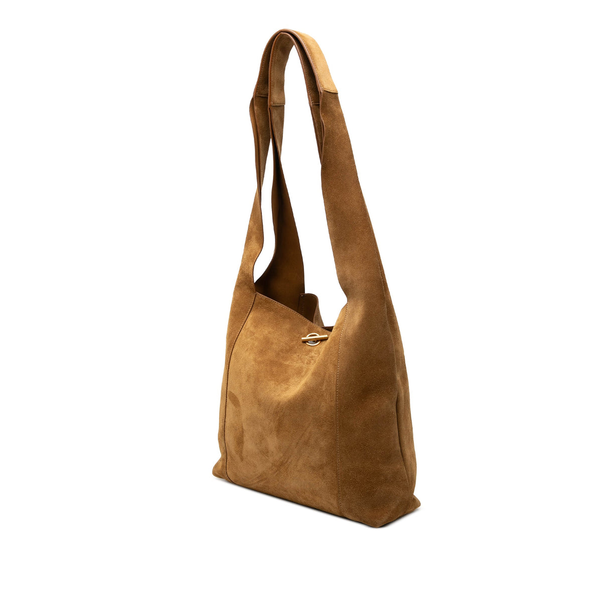 Saint Laurent Suede Tanger Hobo — Brown