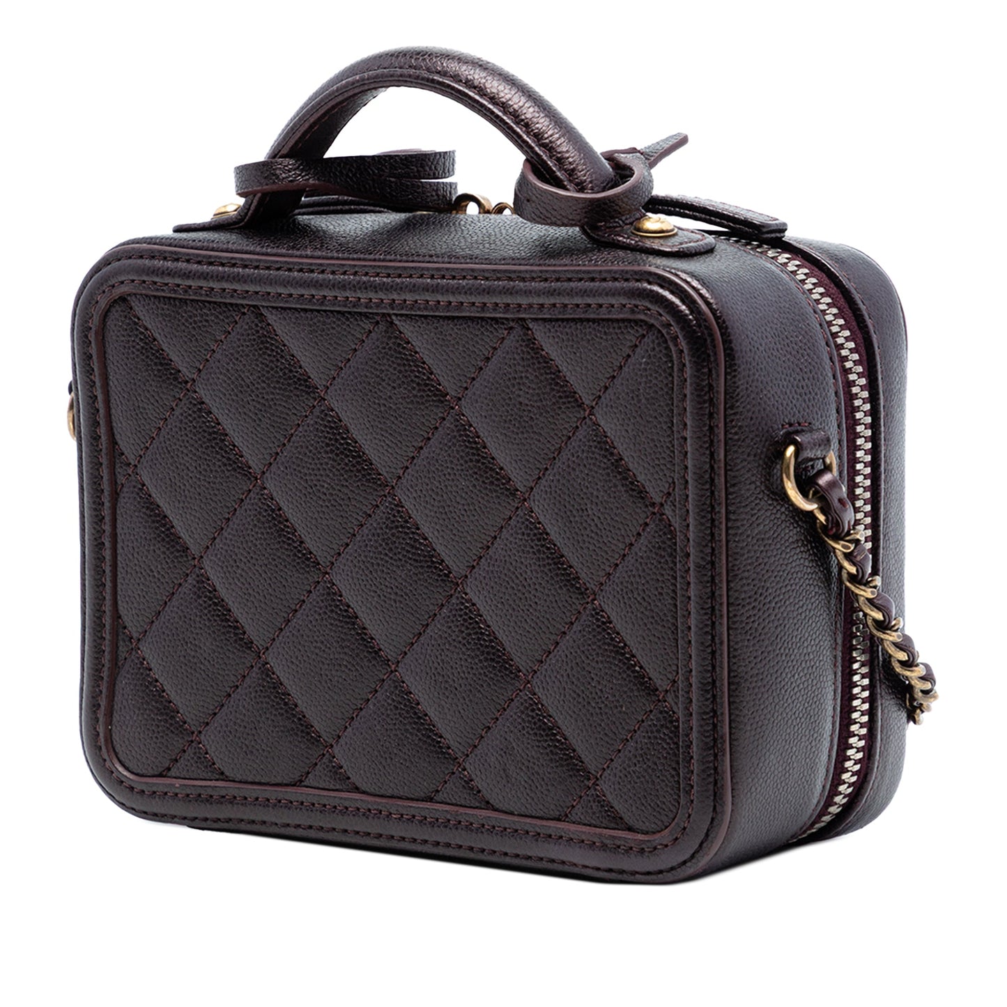 Small Quilted Caviar Filigree Vanity Case