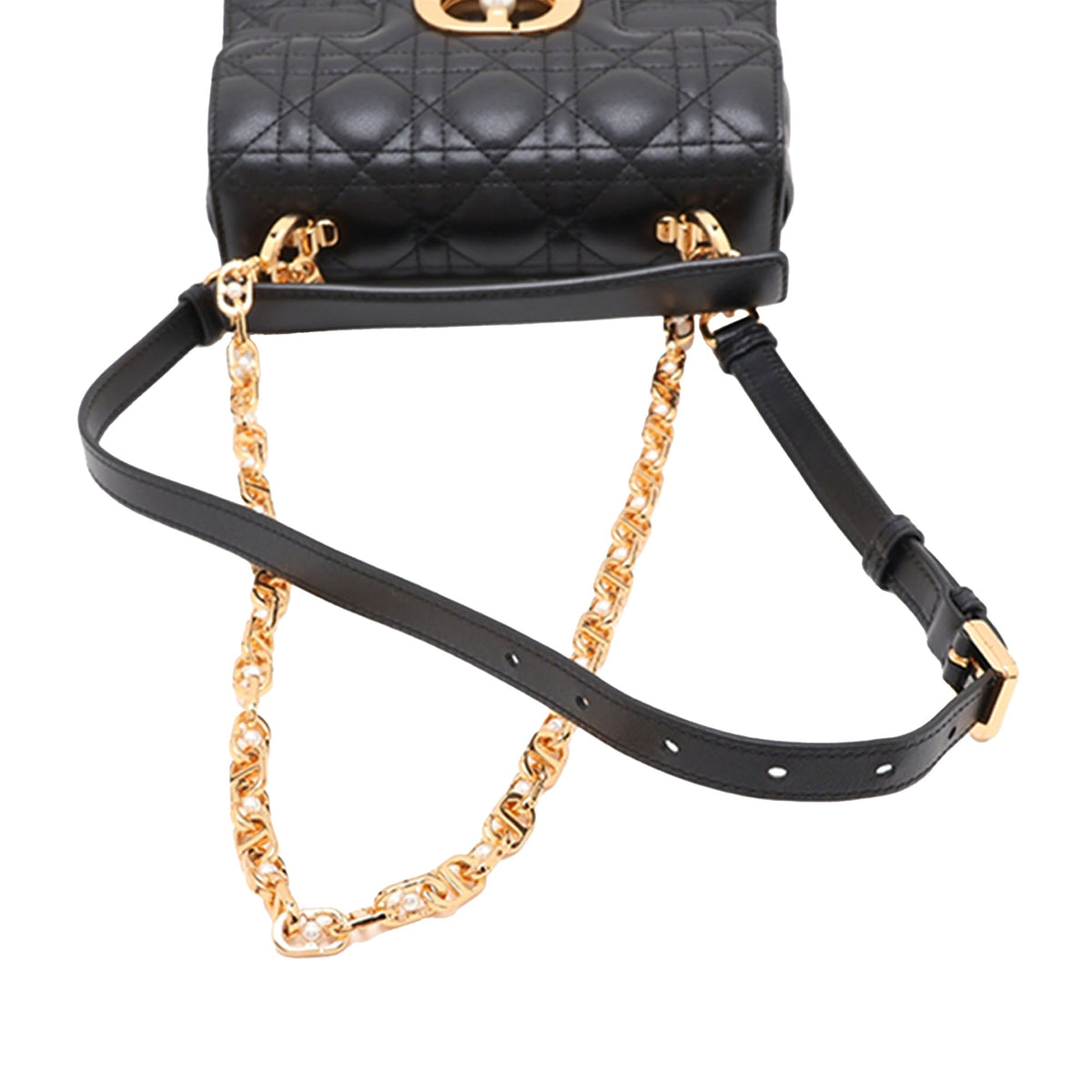 Dior Lambskin Cannage Jolie Top Handle Bag — Black