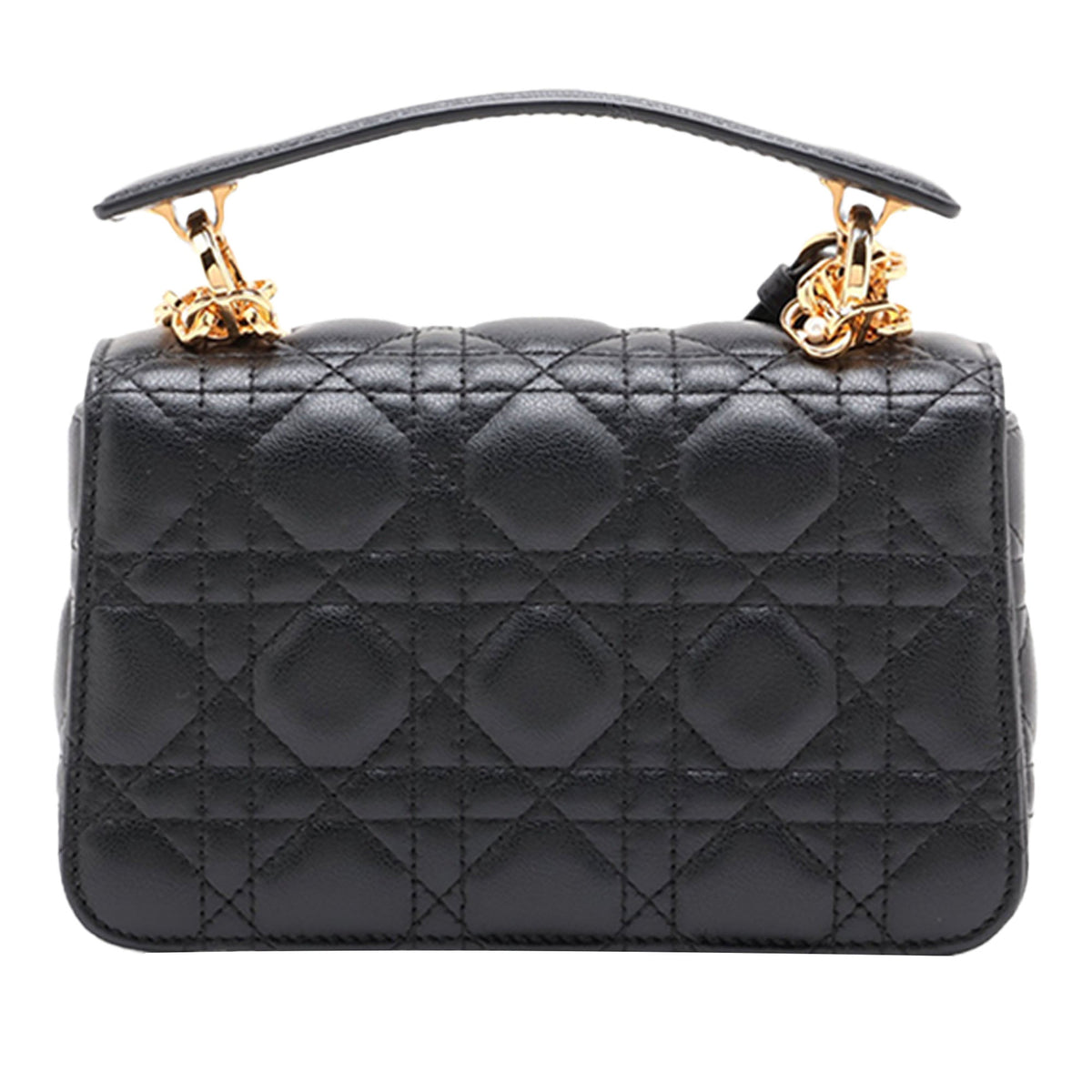 Dior Lambskin Cannage Jolie Top Handle Bag — Black