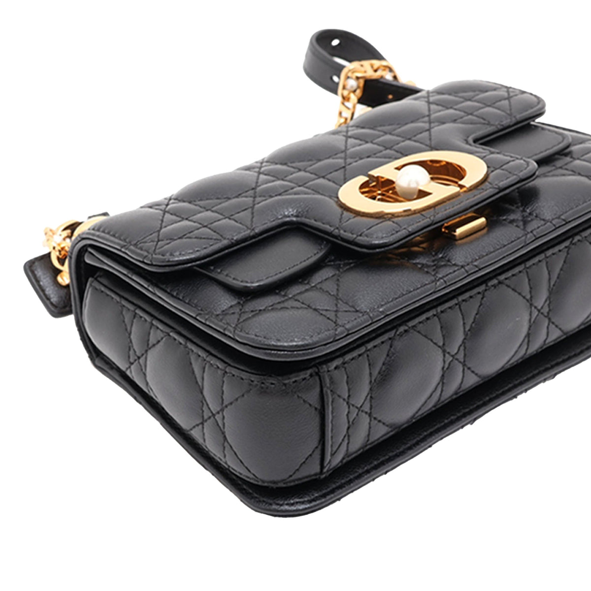 Dior Lambskin Cannage Jolie Top Handle Bag — Black