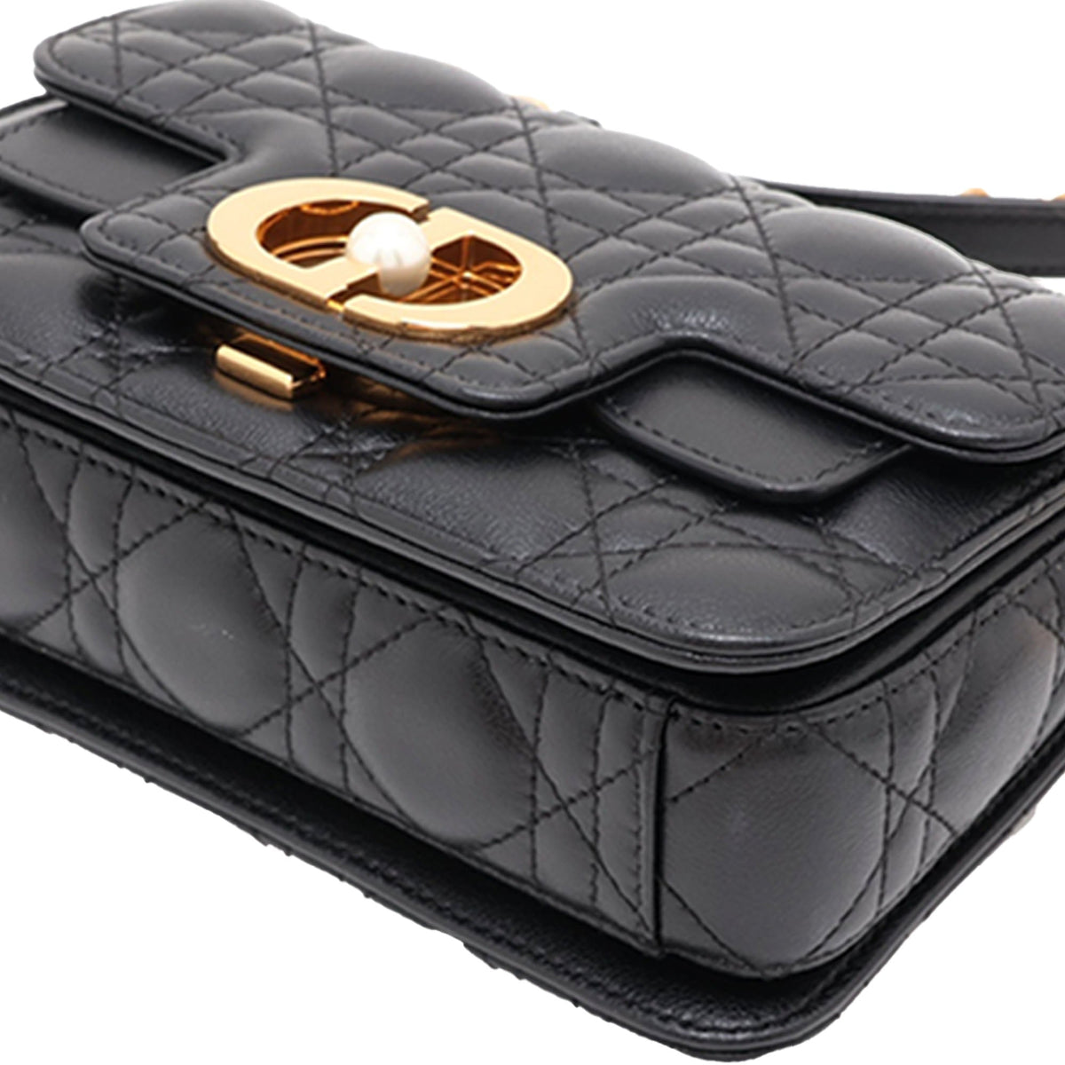 Dior Lambskin Cannage Jolie Top Handle Bag — Black
