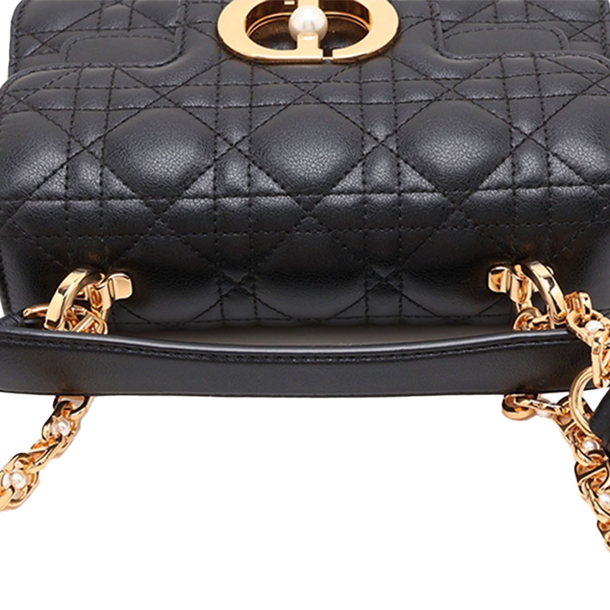 Dior Lambskin Cannage Jolie Top Handle Bag — Black
