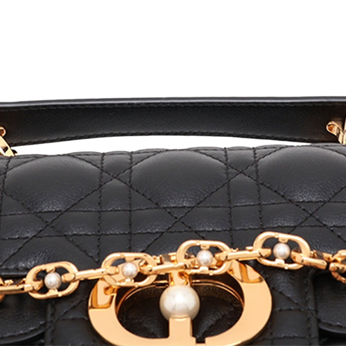 Dior Lambskin Cannage Jolie Top Handle Bag — Black
