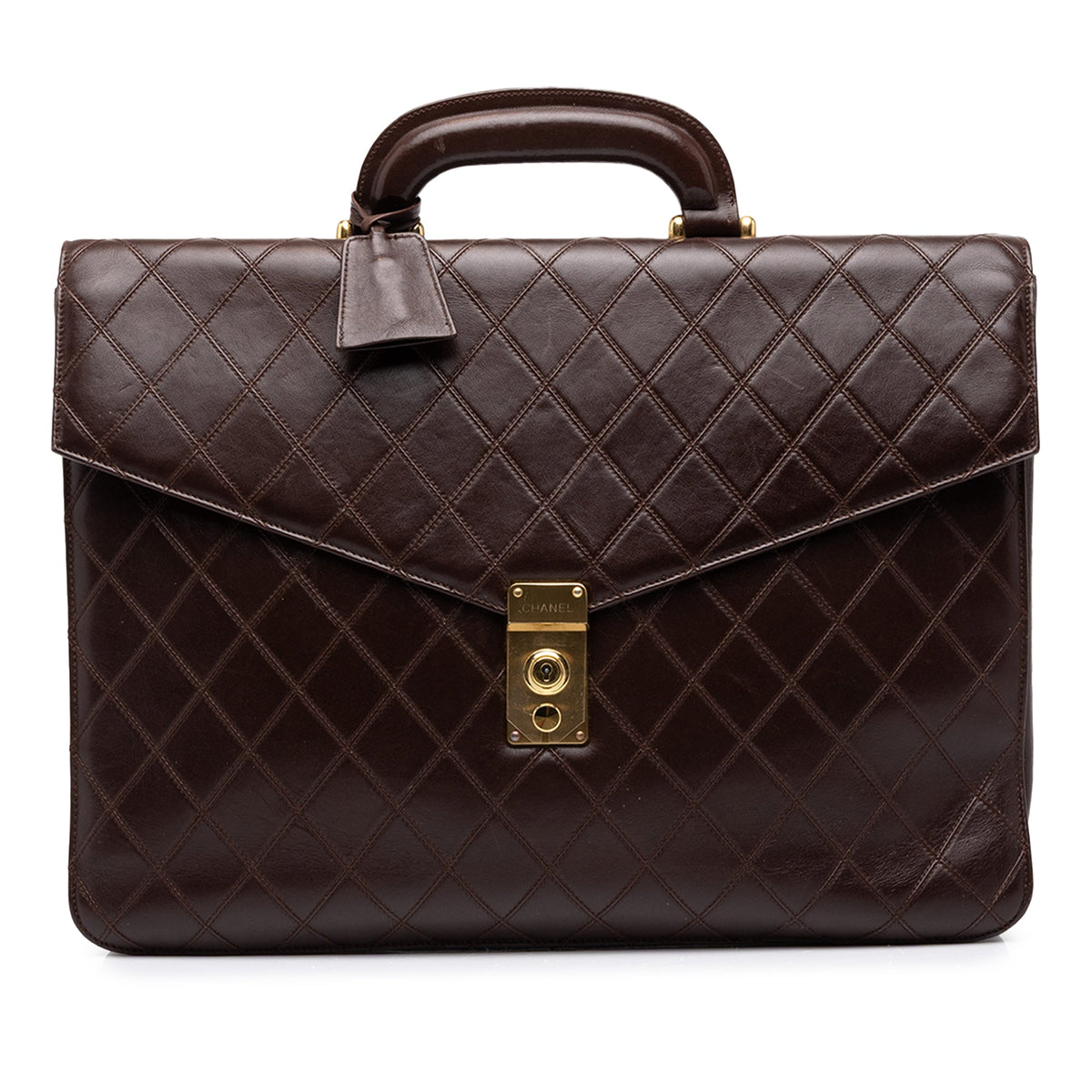 Chanel Quilted Lambskin Briefcase — Brown