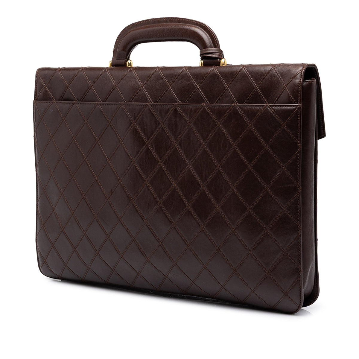 Chanel Quilted Lambskin Briefcase — Brown