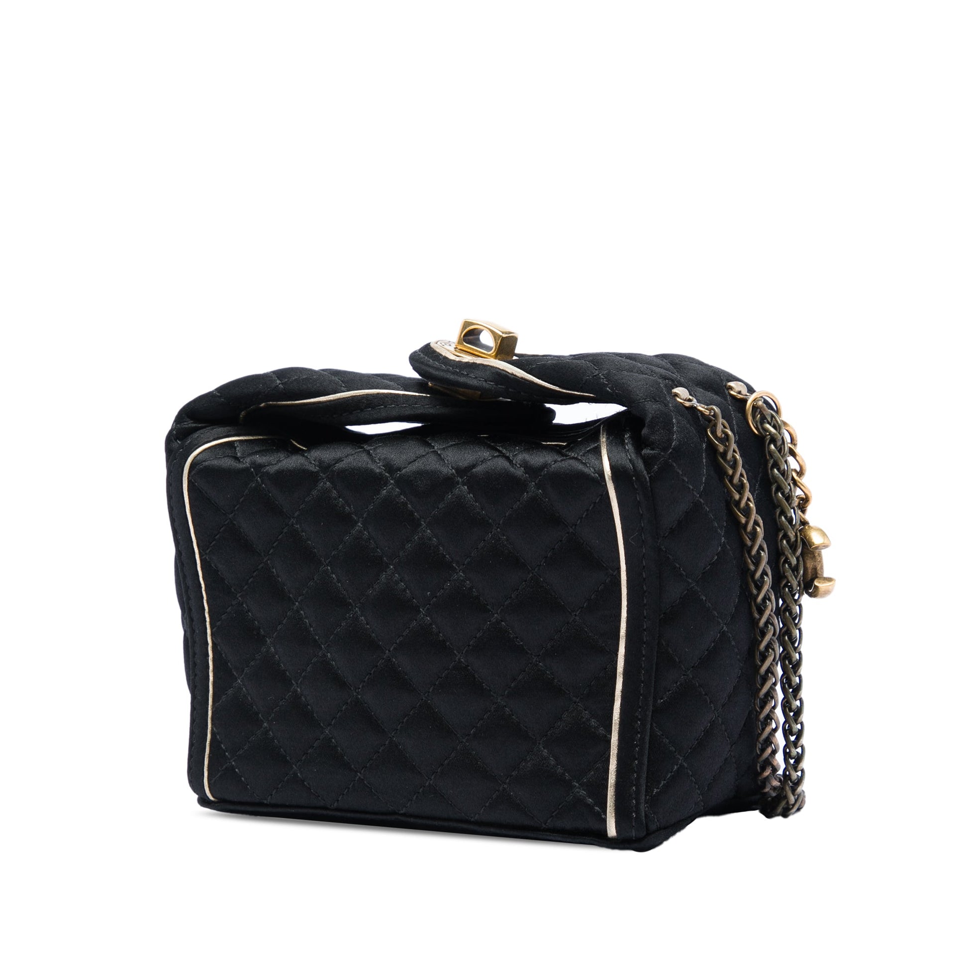 Chanel Paris Shanghai CC Quilted Satin Takeaway Box Bag