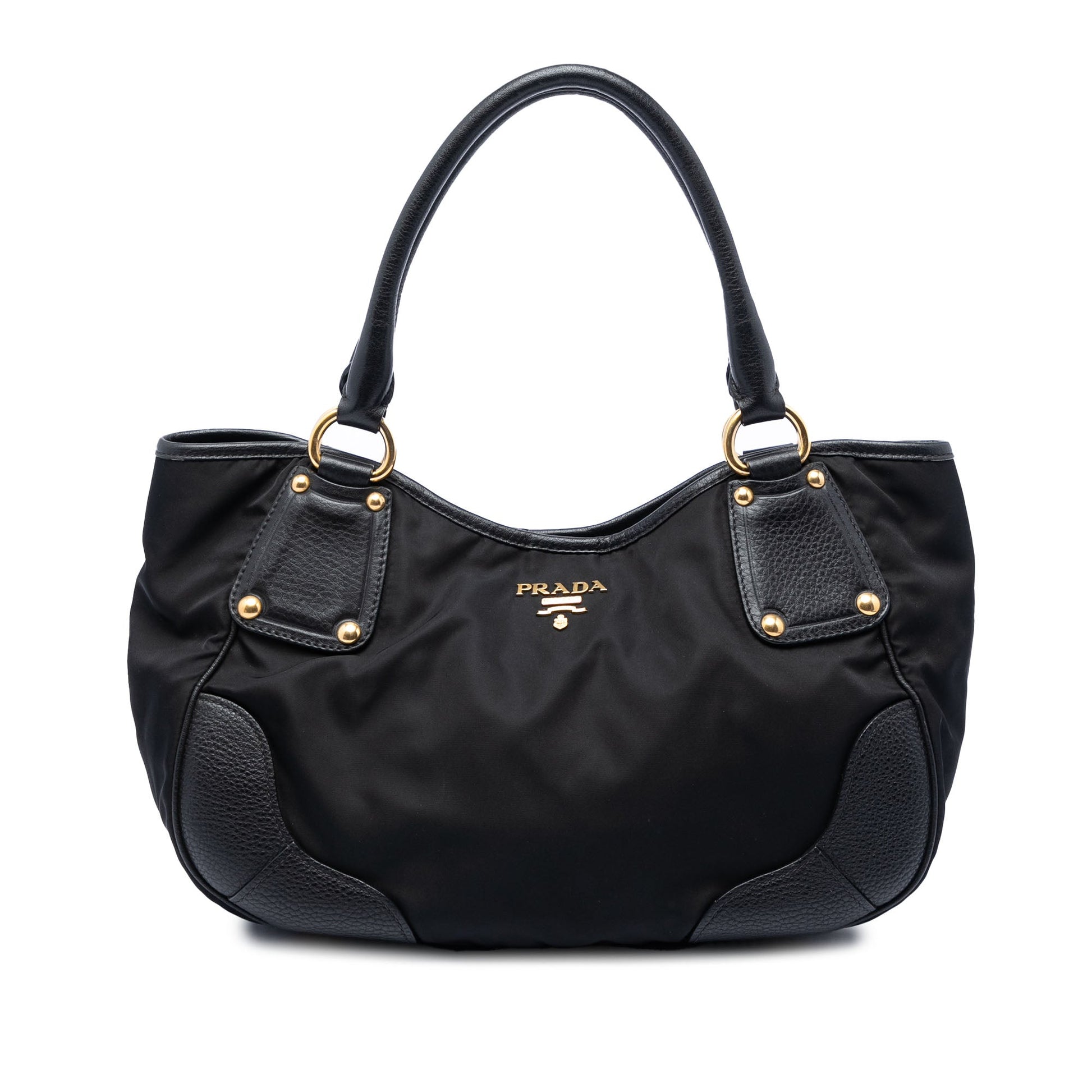Prada Vitello Daino Trimmed Tessuto Handbag