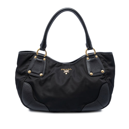 Prada Vitello Daino Trimmed Tessuto Handbag