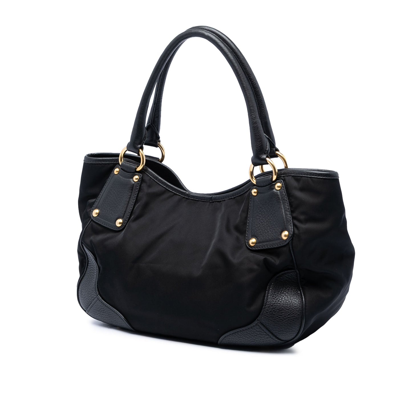 Prada Vitello Daino Trimmed Tessuto Handbag