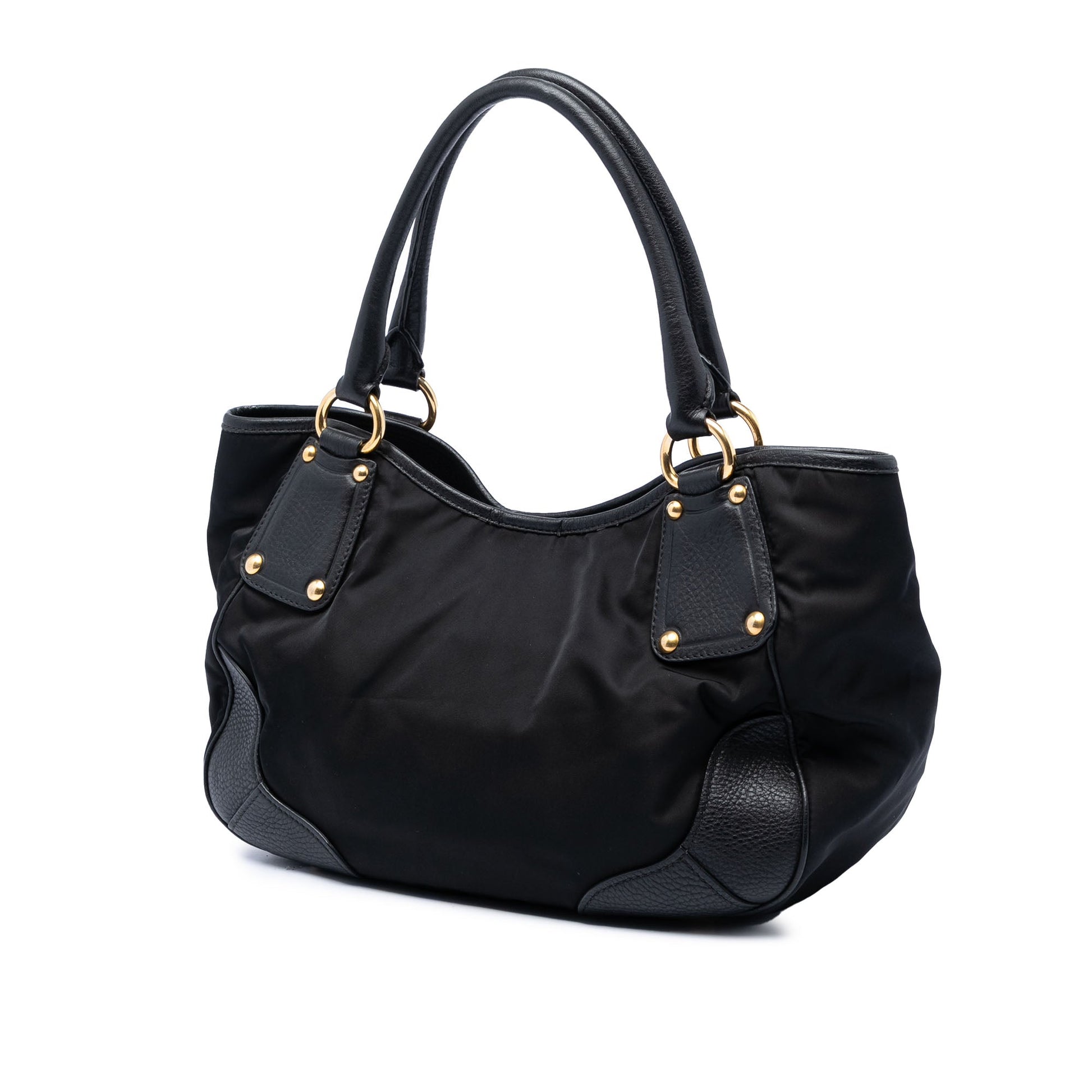 Prada Vitello Daino Trimmed Tessuto Handbag