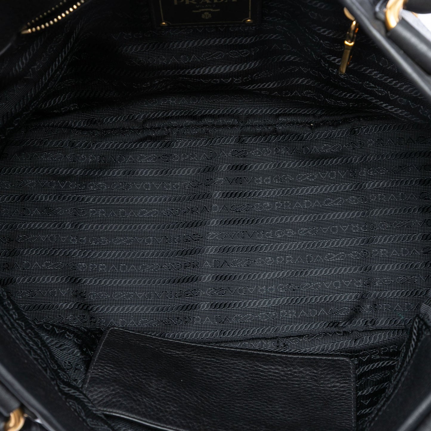 Prada Vitello Daino Trimmed Tessuto Handbag