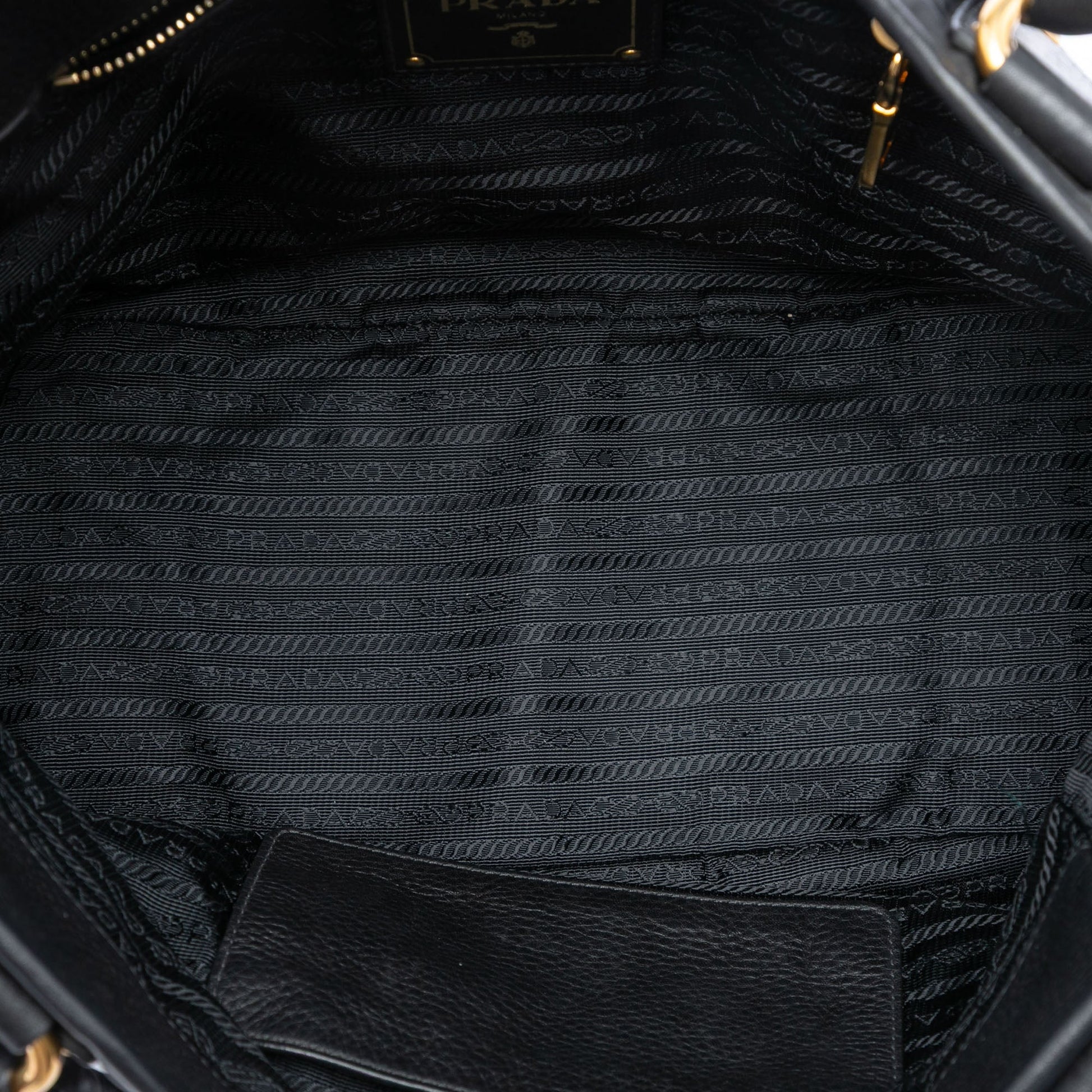 Prada Vitello Daino Trimmed Tessuto Handbag