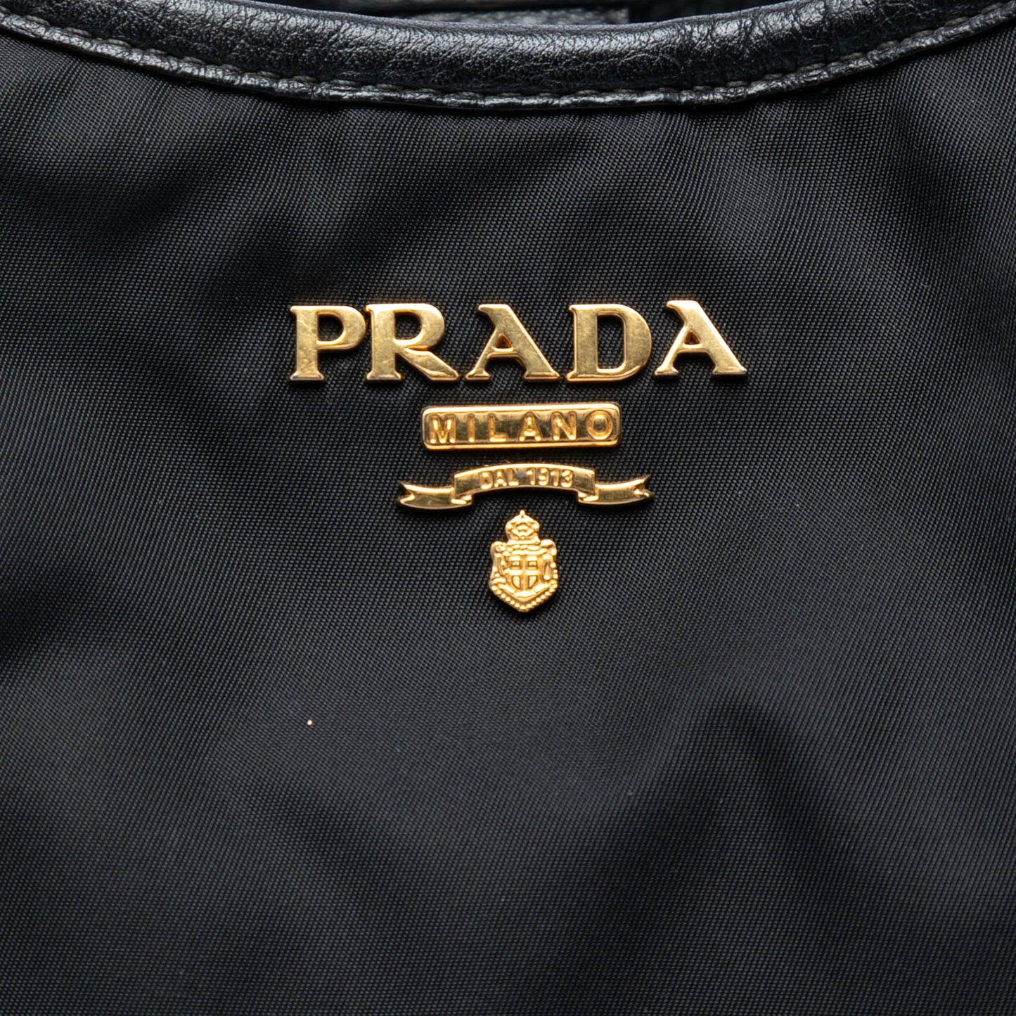 Prada Vitello Daino Trimmed Tessuto Handbag