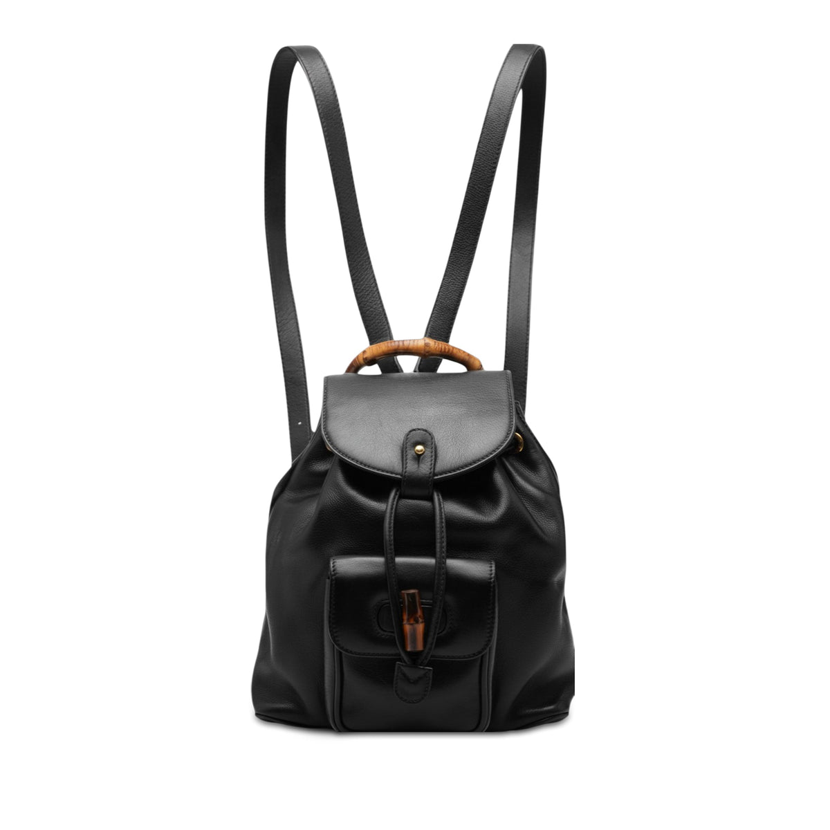 Gucci Mini Calfskin Bamboo Drawstring Backpack — Black