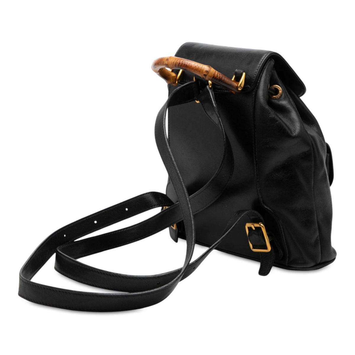 Gucci Mini Calfskin Bamboo Drawstring Backpack — Black