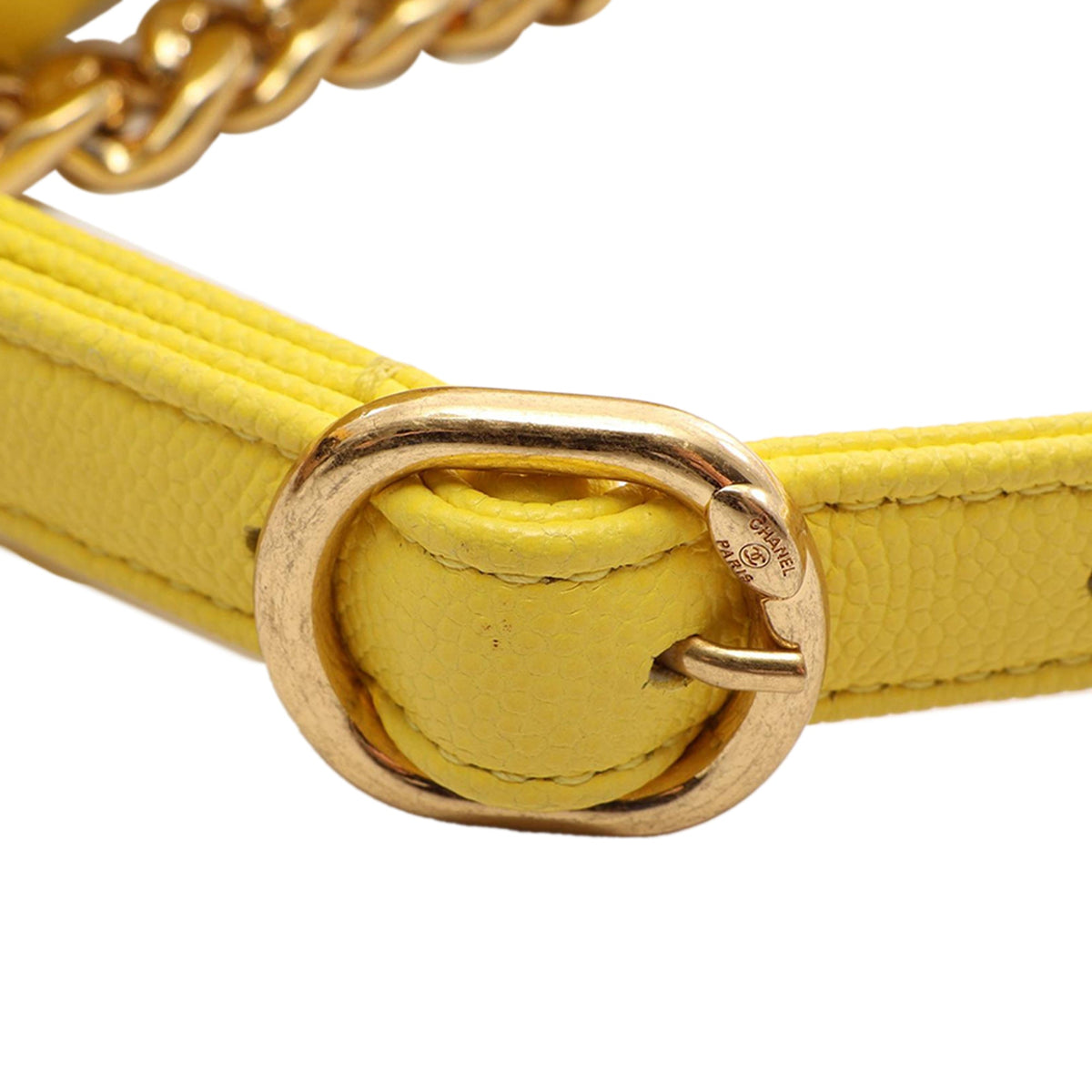 Chanel Quilted Caviar Handy Box Vanity Case with Chain — Yellow