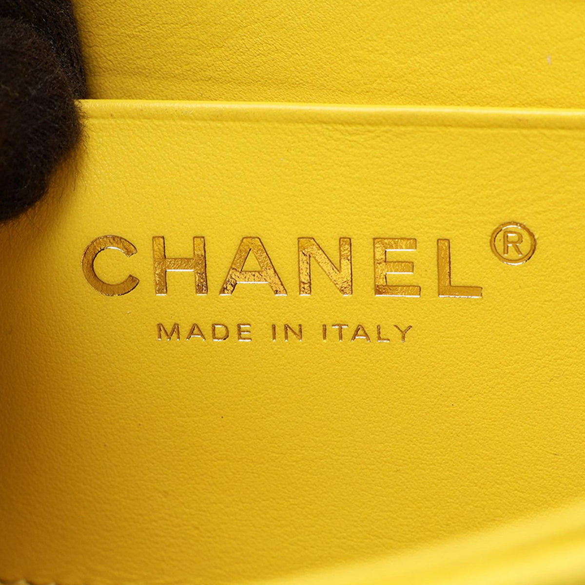 Chanel Quilted Caviar Handy Box Vanity Case with Chain — Yellow