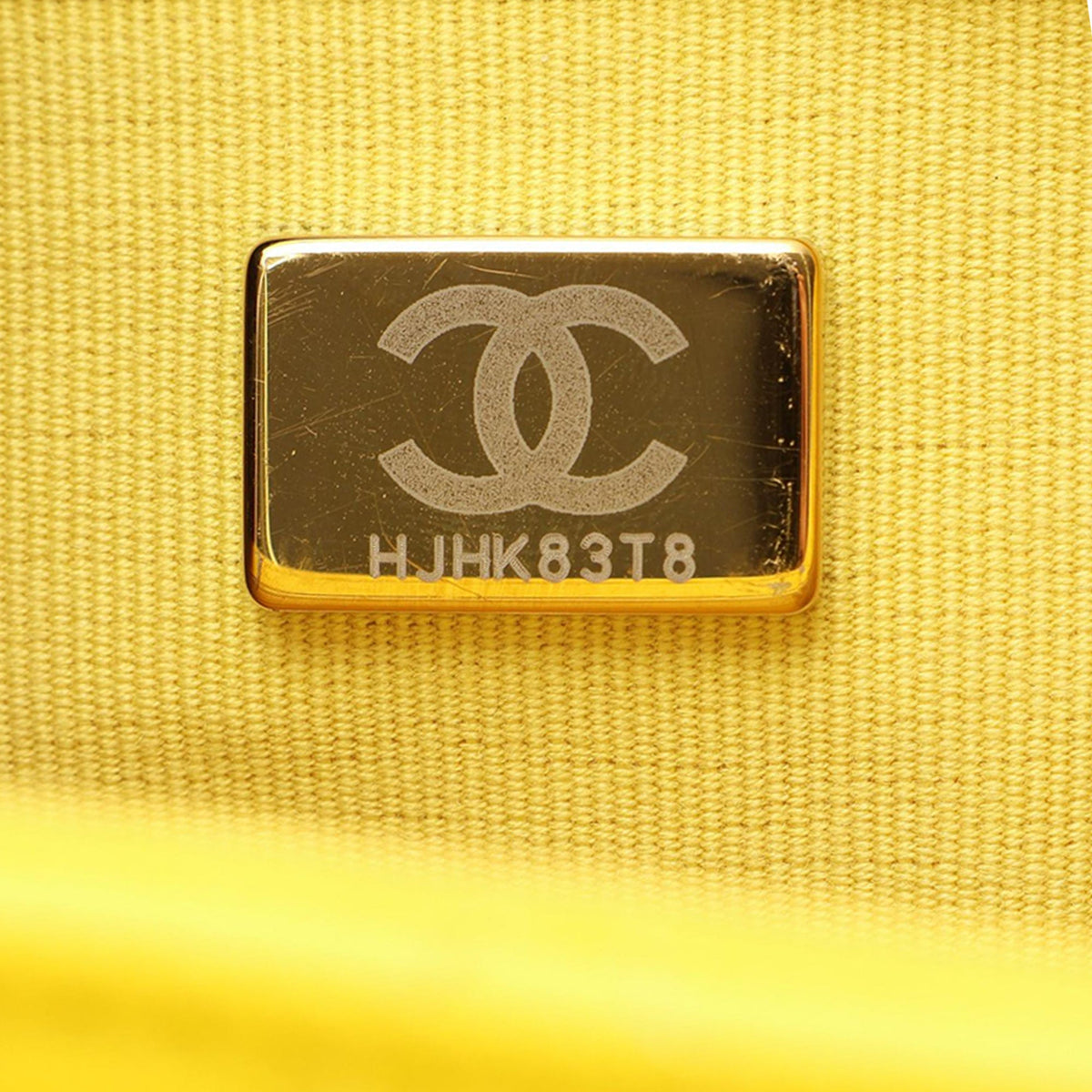Chanel Quilted Caviar Handy Box Vanity Case with Chain — Yellow