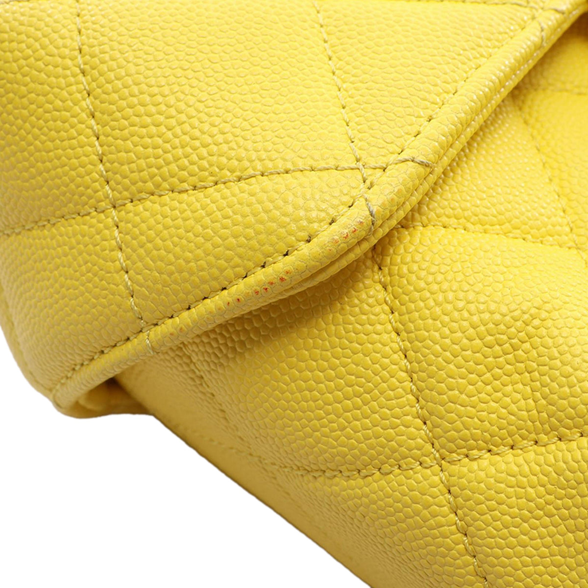 Chanel Quilted Caviar Handy Box Vanity Case with Chain — Yellow