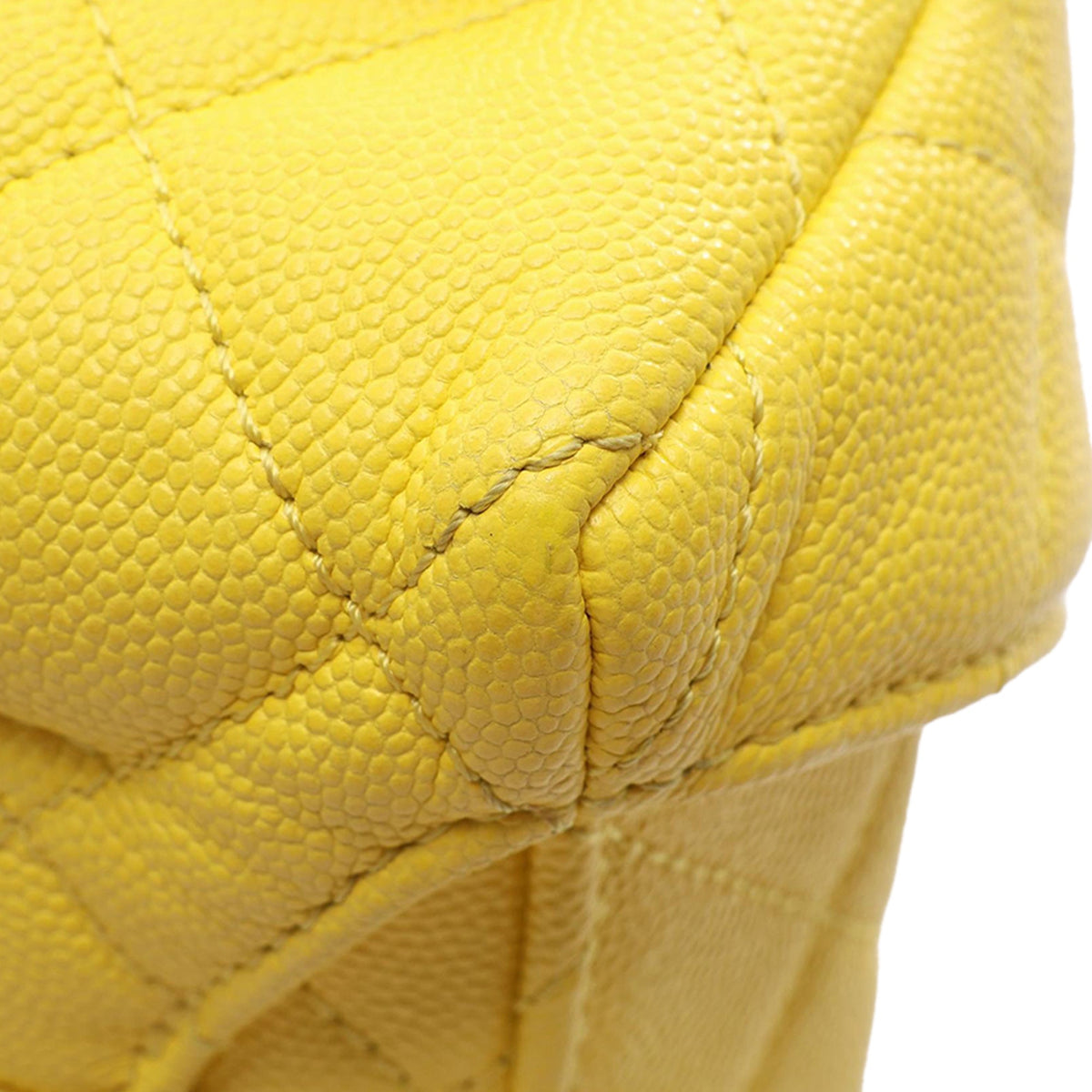 Chanel Quilted Caviar Handy Box Vanity Case with Chain — Yellow