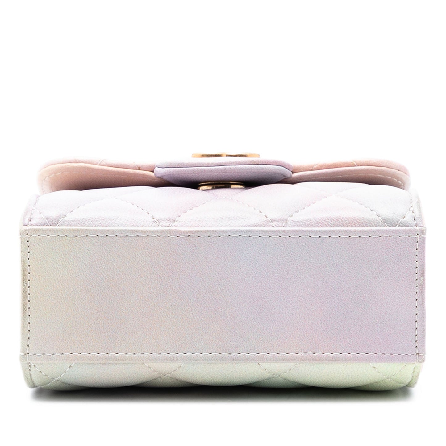 Chanel CC Quilted Lambskin Ombre Top Handle Flap Clutch With Chain