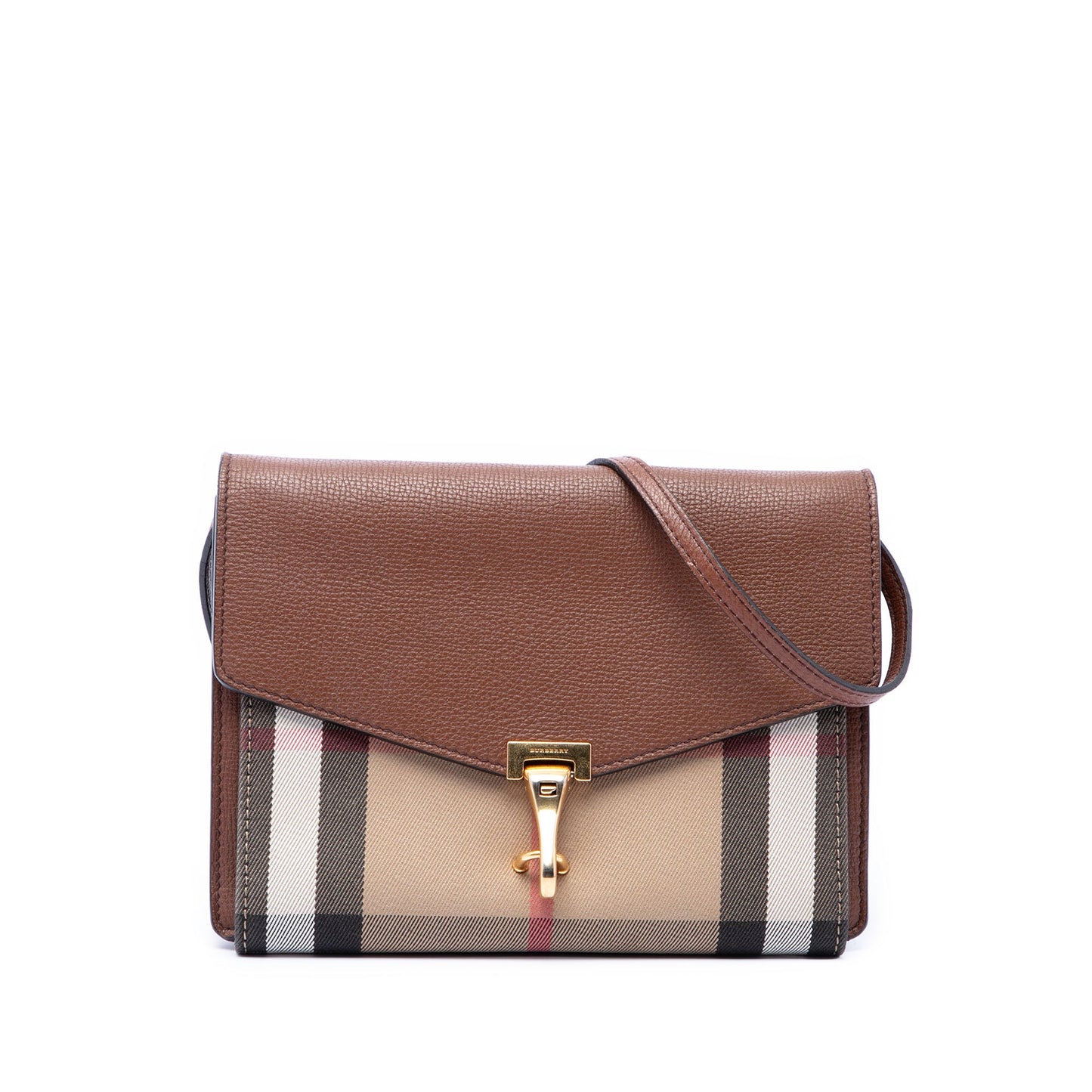 Burberry Small Leather and House Check Canvas Derby Macken Crossbody