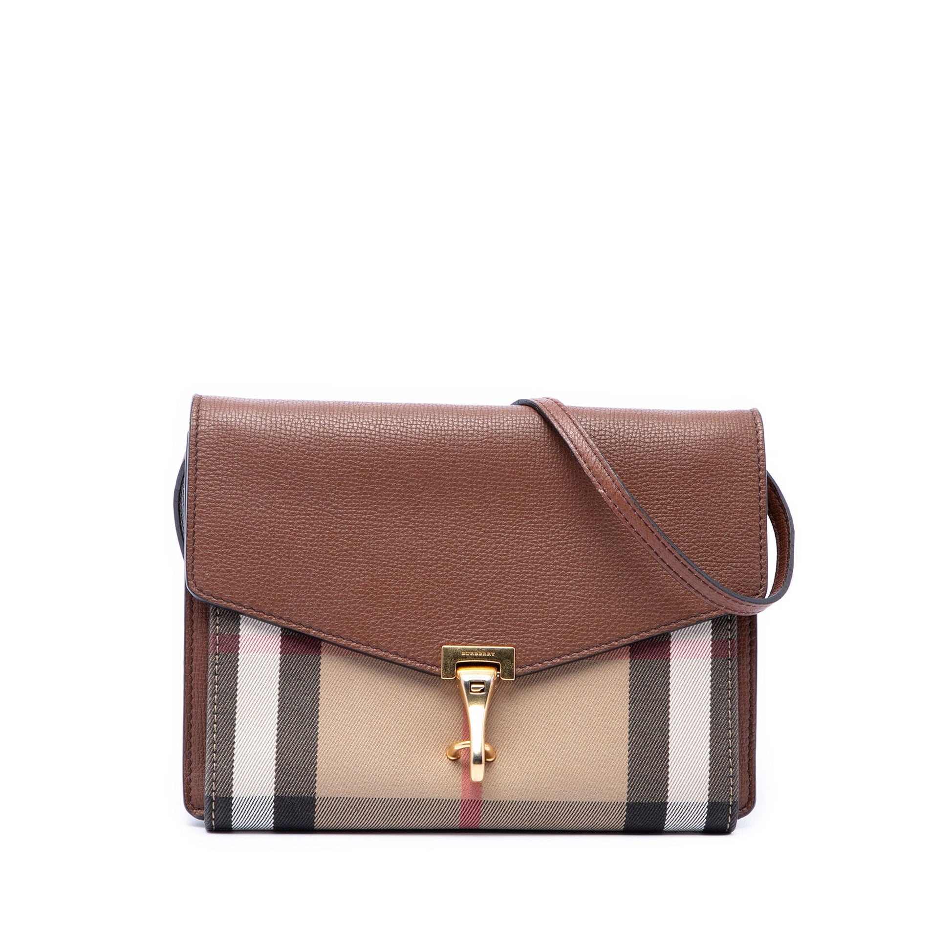 Burberry Small Leather and House Check Canvas Derby Macken Crossbody