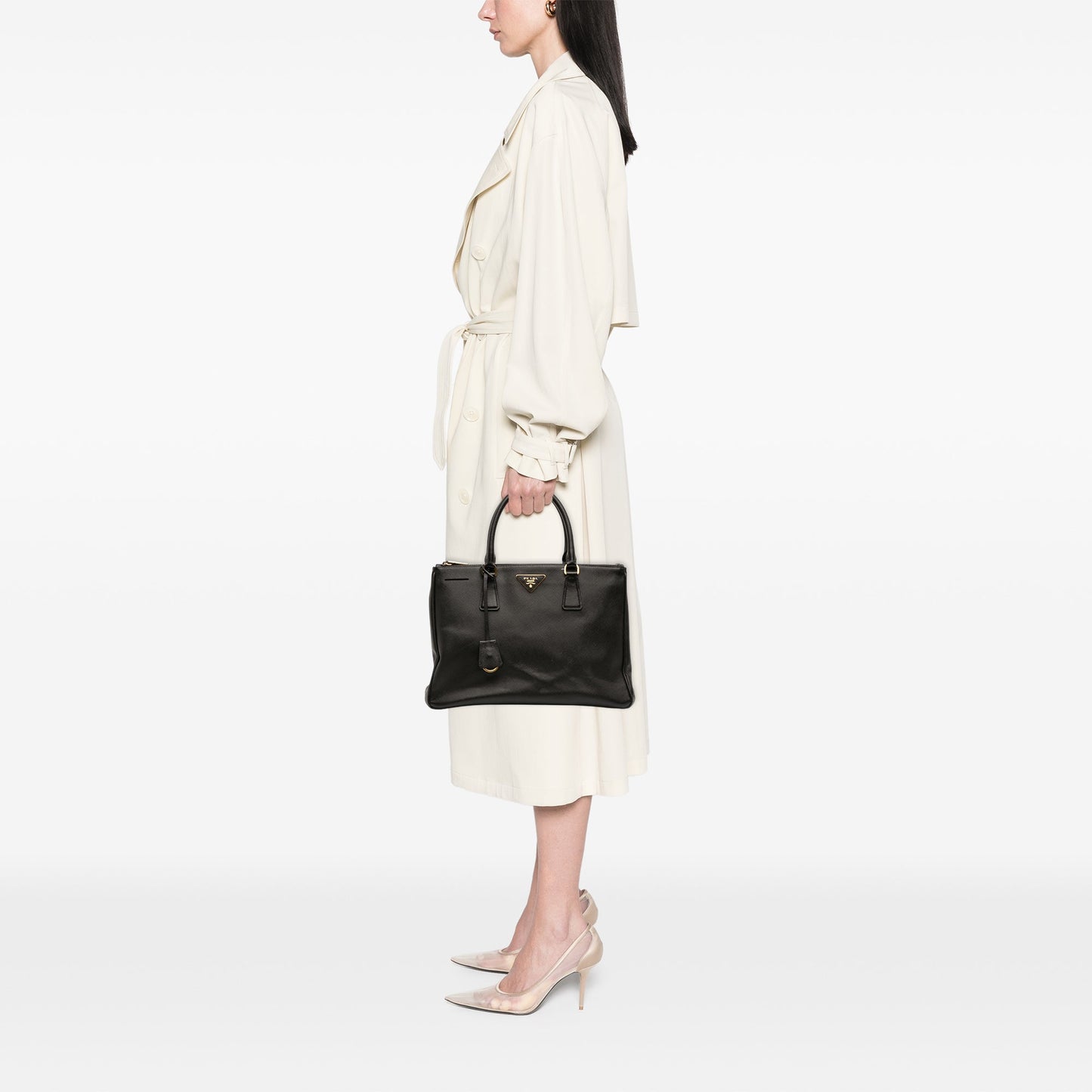 Prada Medium Saffiano Lux Galleria Double Zip Satchel