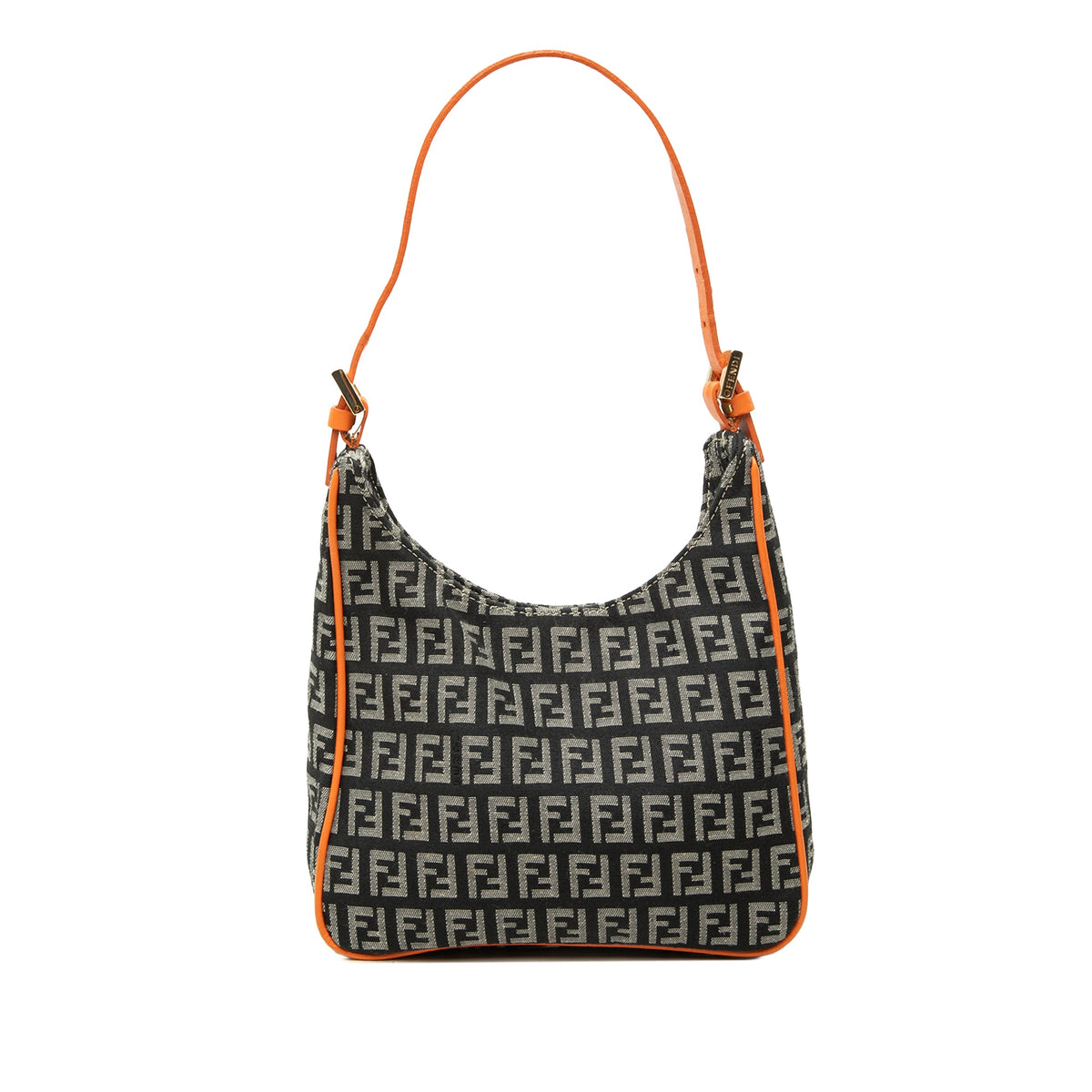 Fendi Zucchino Canvas Shoulder Bag — Black