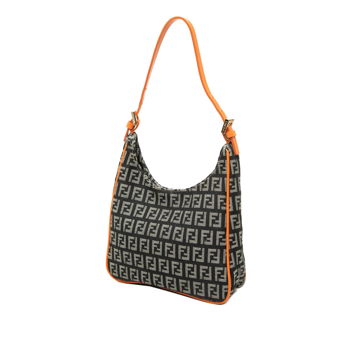 Fendi Zucchino Canvas Shoulder Bag — Black