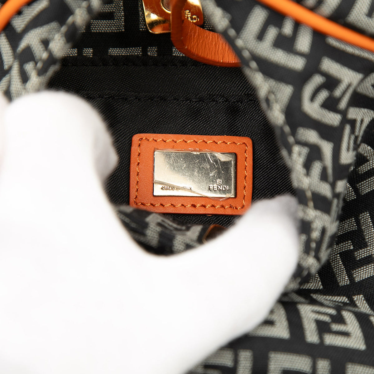 Fendi Zucchino Canvas Shoulder Bag — Black