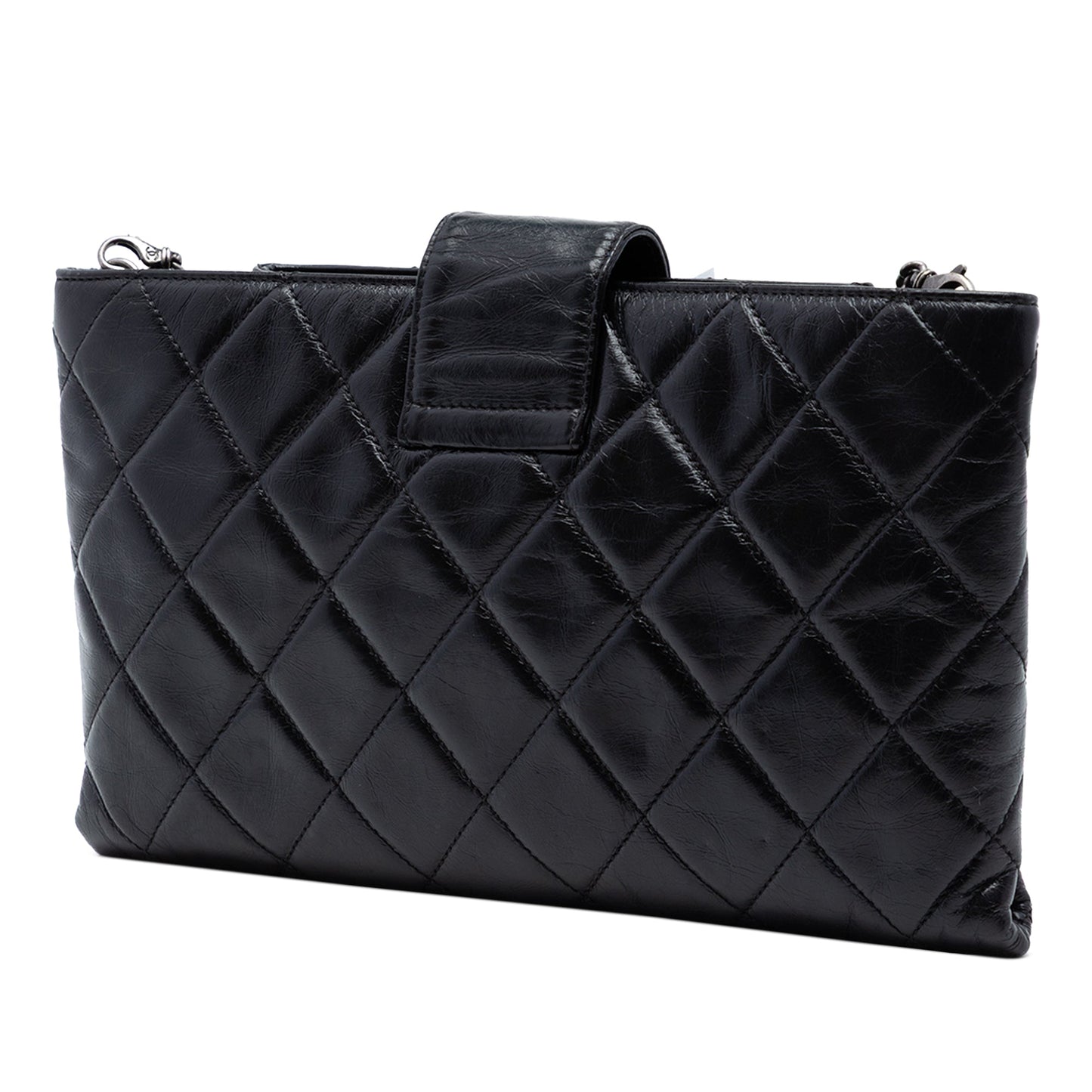 Chanel Quilted Glazed Calfskin Coco Pleats Chain Clutch