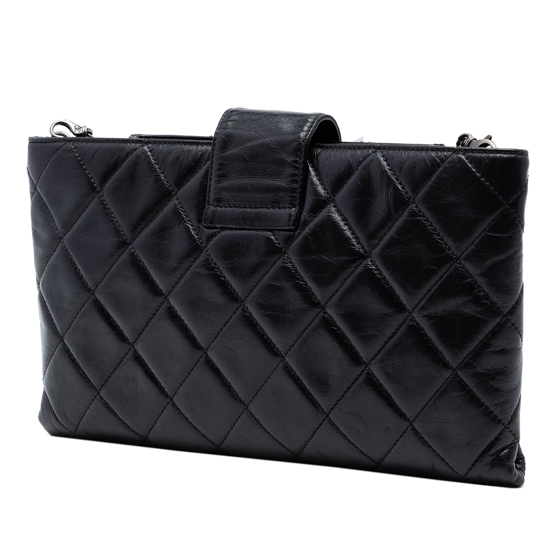 Chanel Quilted Glazed Calfskin Coco Pleats Chain Clutch