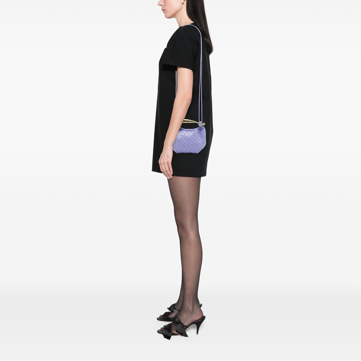 Bottega Veneta Baby Lambskin Intrecciato Sardine Bag — Purple