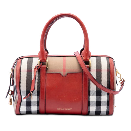 Burberry Medium House Check Canvas Sartorial Alchester Satchel