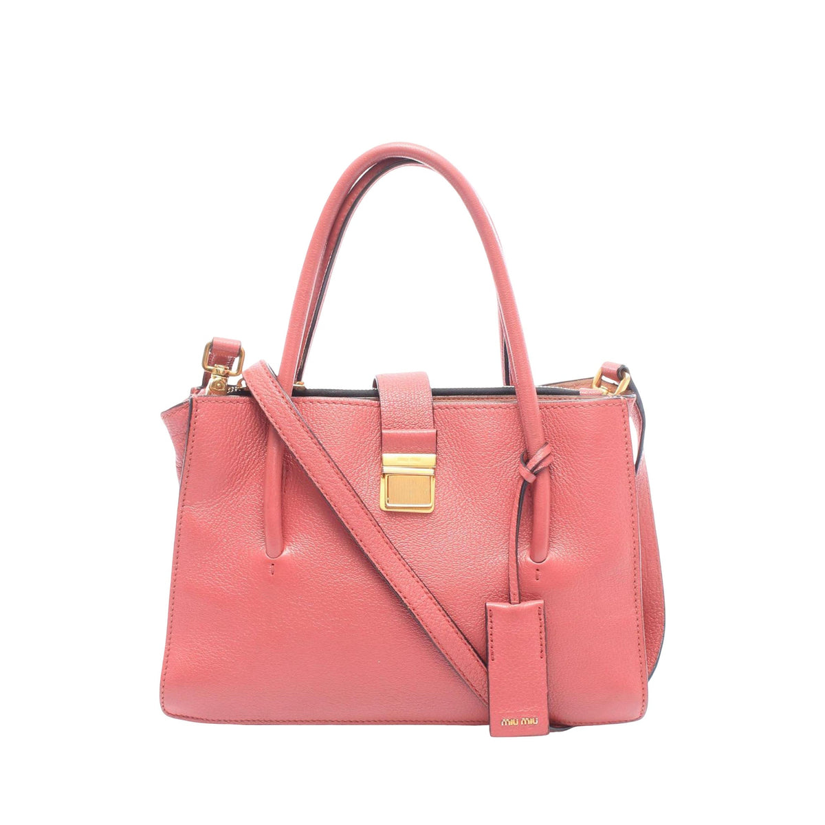 Miu Miu Goatskin Madras Satchel — Pink