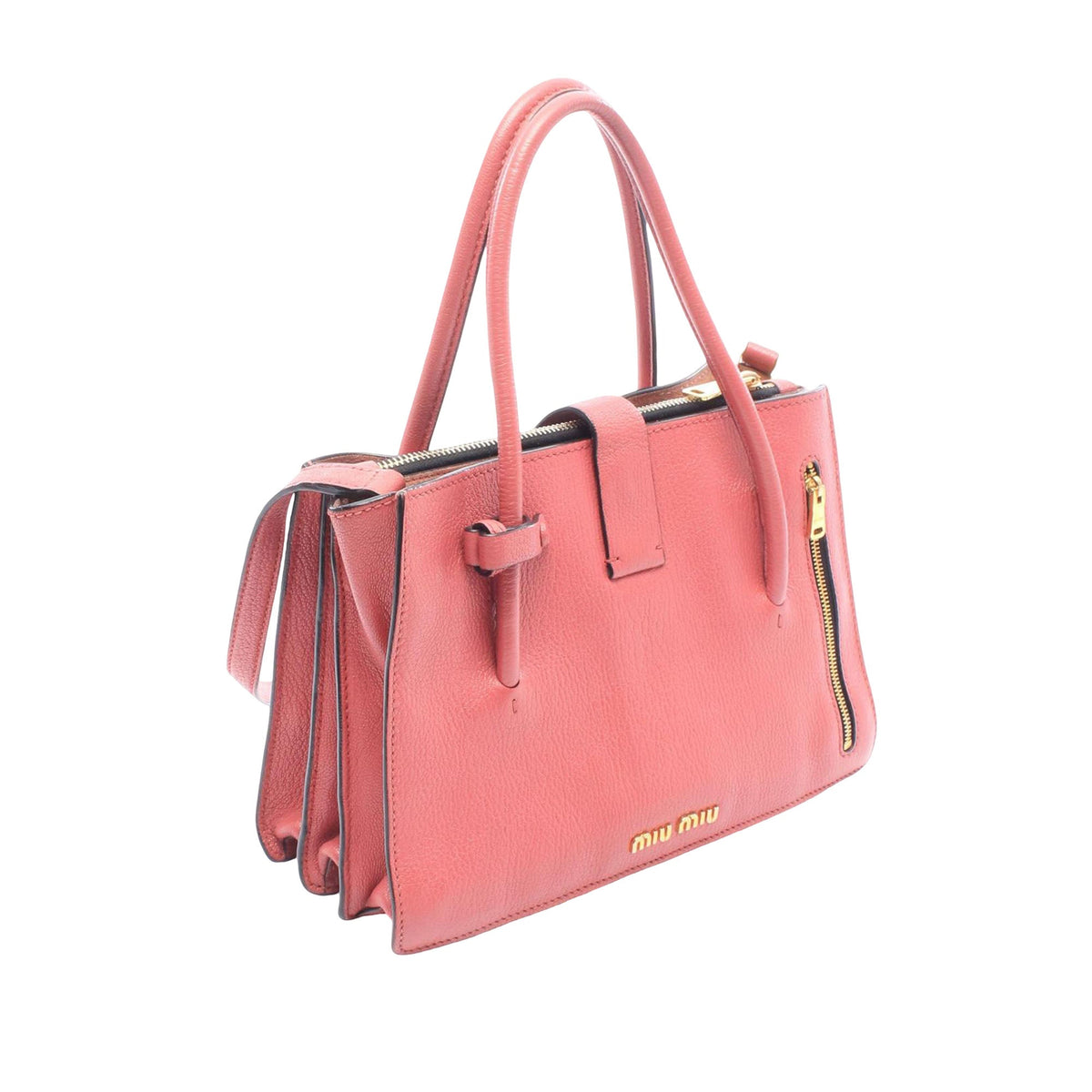 Miu Miu Goatskin Madras Satchel — Pink