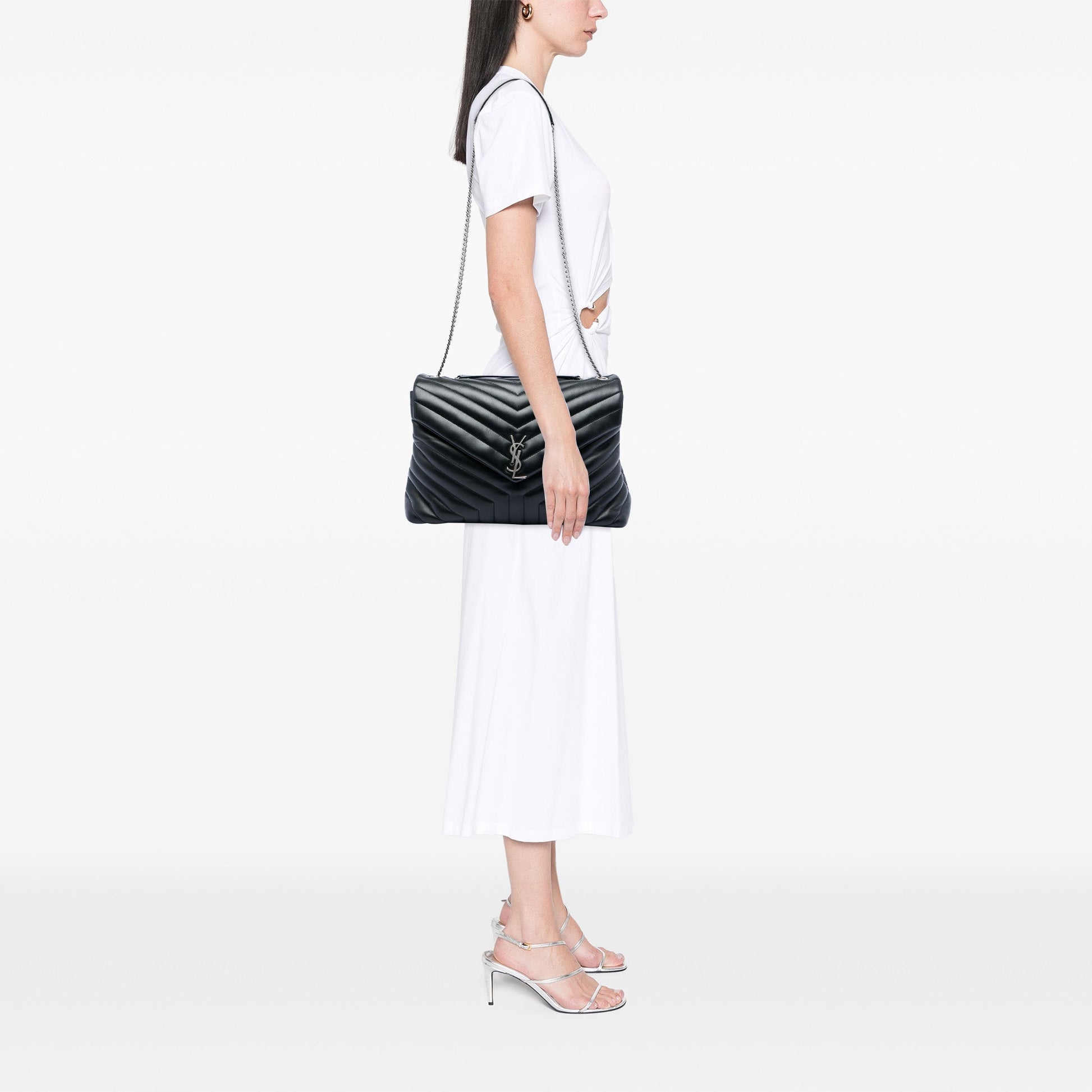 Saint Laurent Large Matelasse Calfskin Monogram LouLou Shoulder Bag