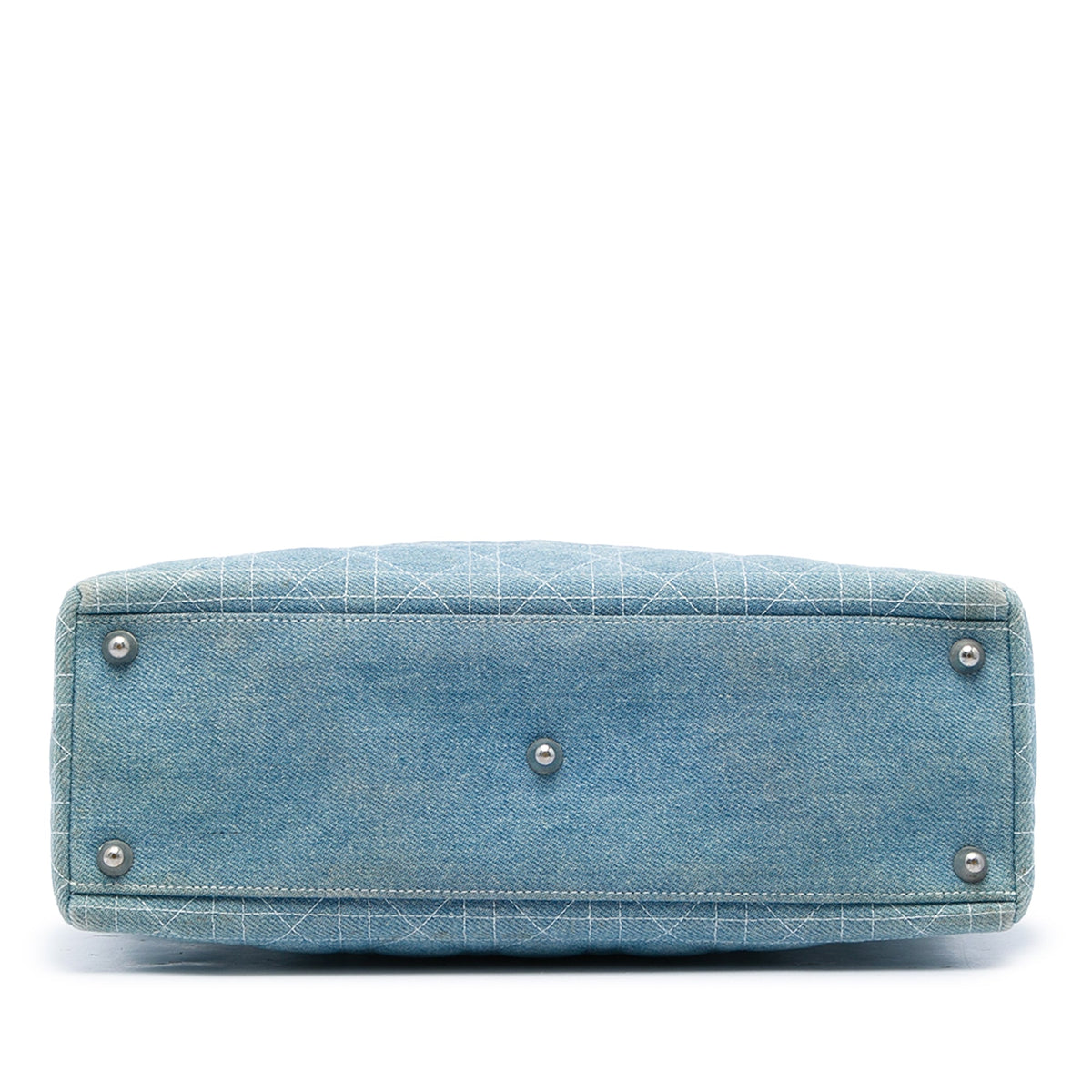 Dior Large Denim Cannage Acrylic Handles Lady Dior