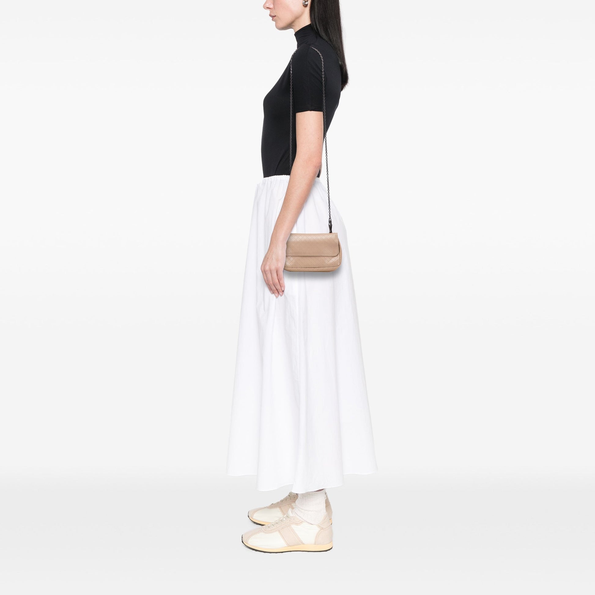 Bottega Veneta Small Leather Intrecciomirage Chain Crossbody