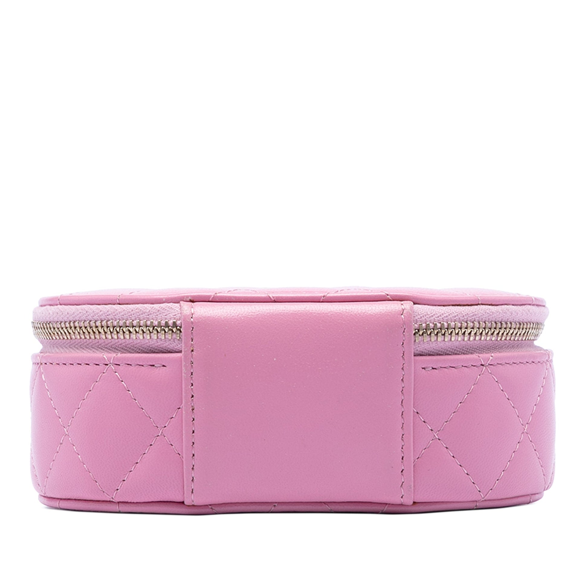 CC Lambskin Ruched Oval Top Handle Bag