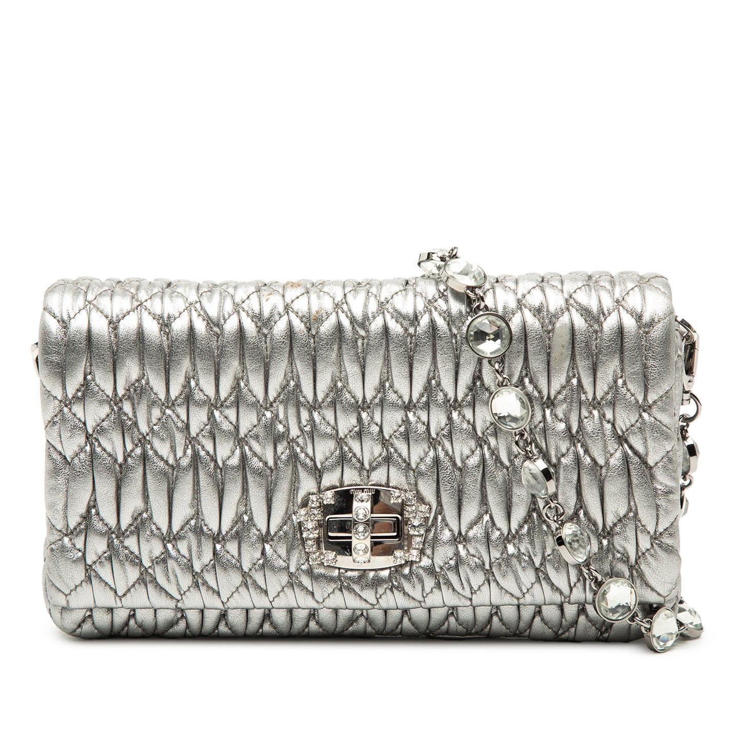 Miu Miu Matelasse Nappa Crystal Chain Shoulder Bag