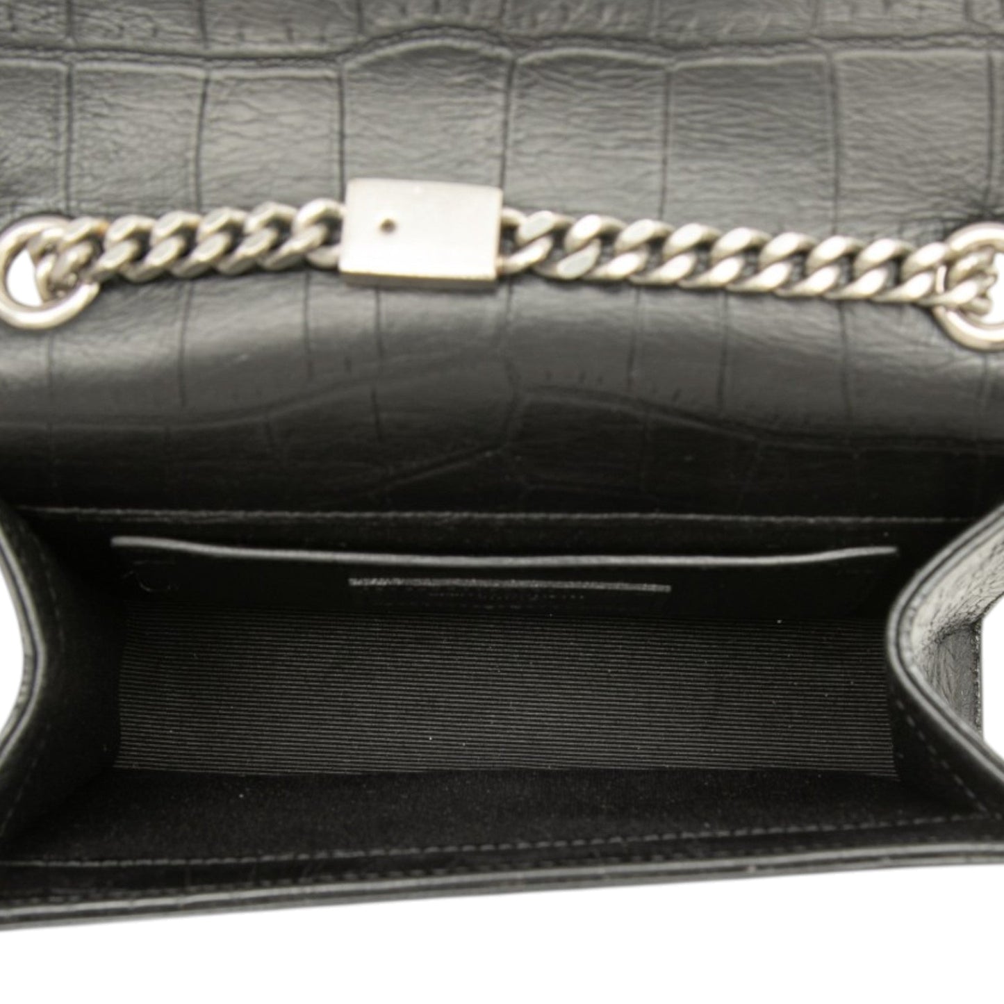 Saint Laurent Small Croc Embossed Leather Monogram Kate Tassel Crossbody